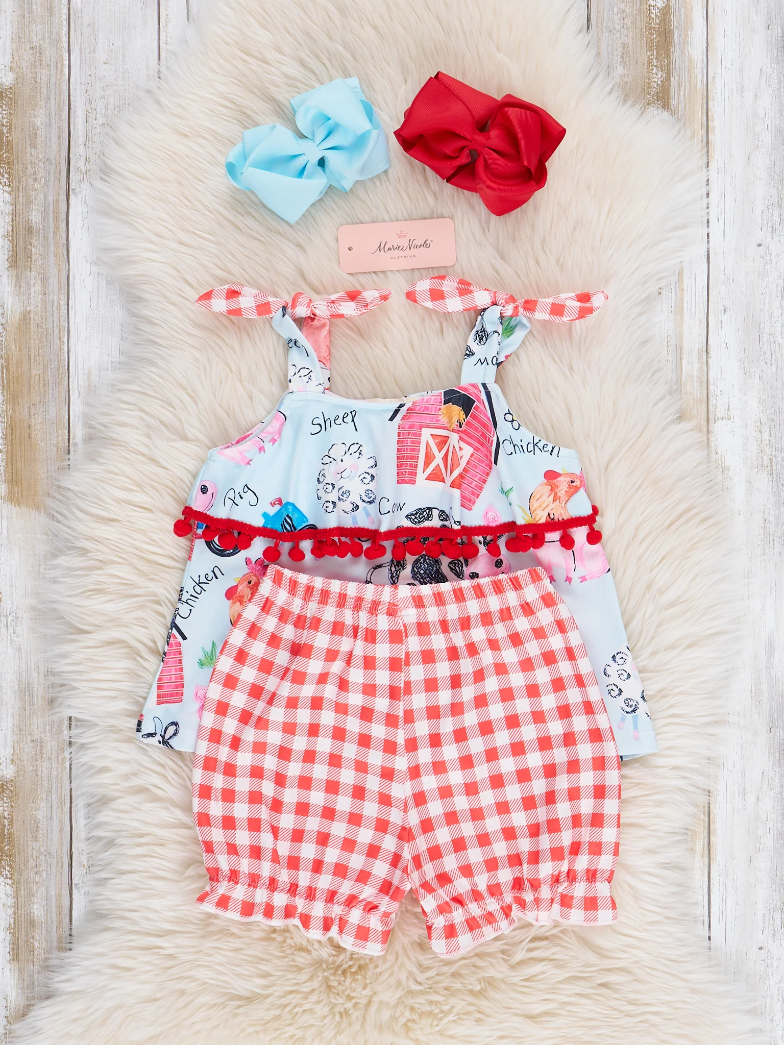 Red Gingham Farm Ruffle Outfit - Image 3