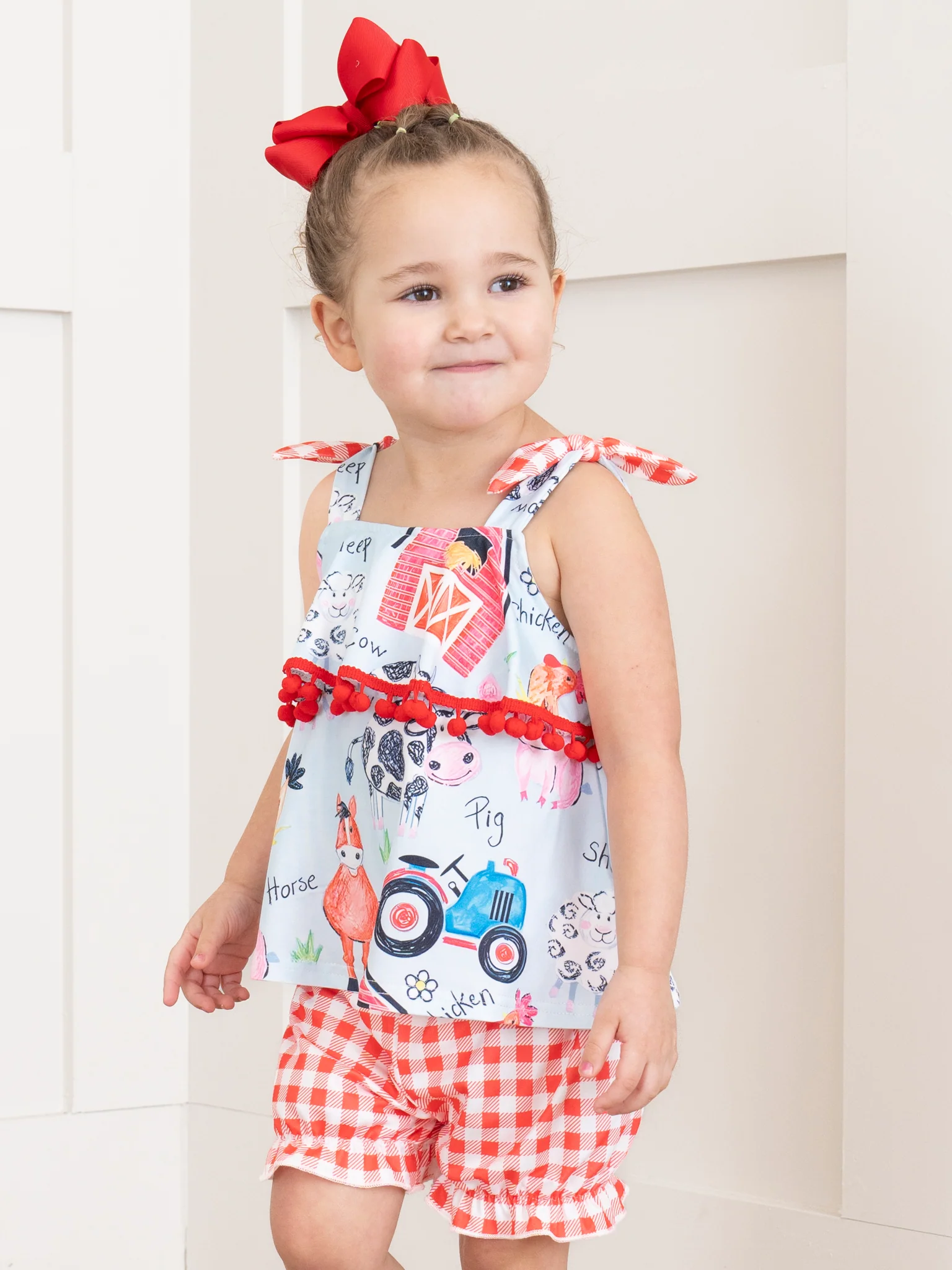Red Gingham Farm Ruffle Outfit - Image 9