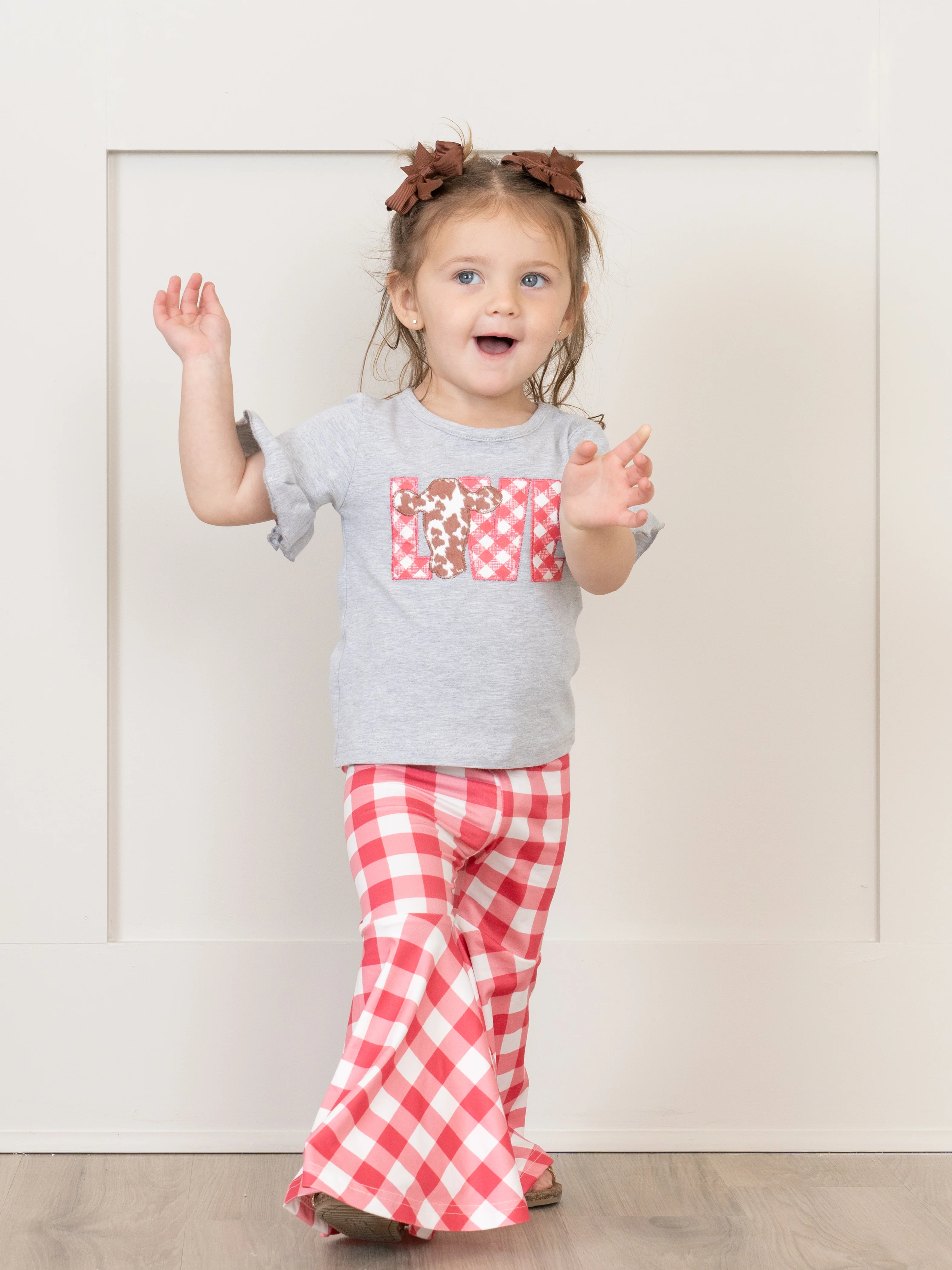 Red Gingham "LOVE" Cow Outfit