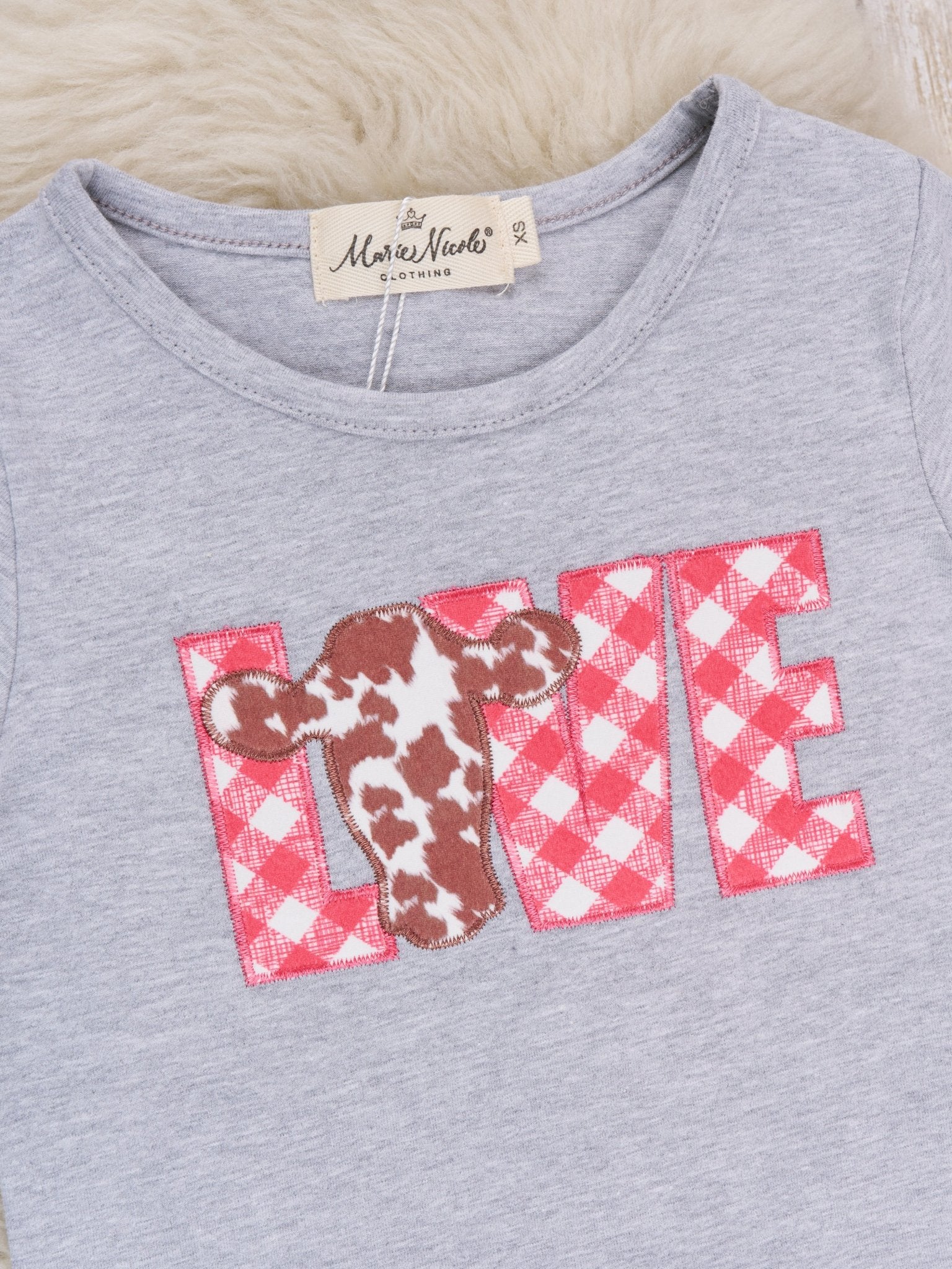 Red Gingham "LOVE" Cow Outfit - Image 4
