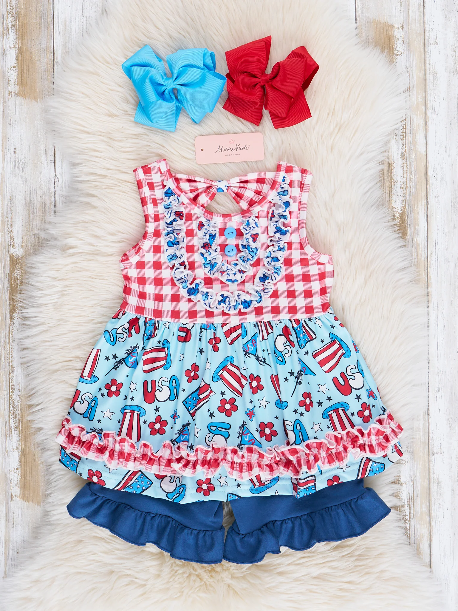 Red Gingham Patriotic Treats Outfit - Image 2