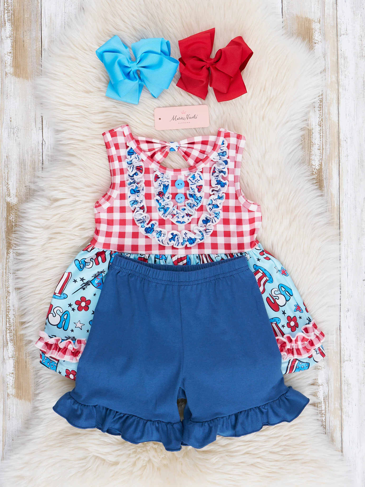 Red Gingham Patriotic Treats Outfit - Image 3