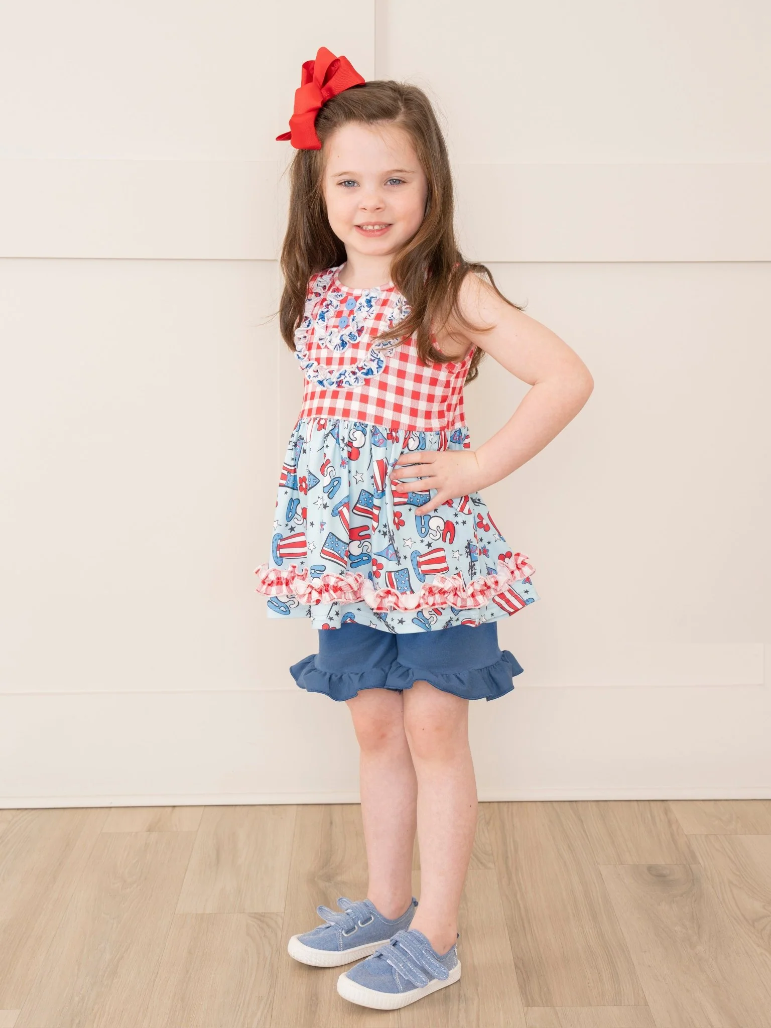 Red Gingham Patriotic Treats Outfit - Image 4
