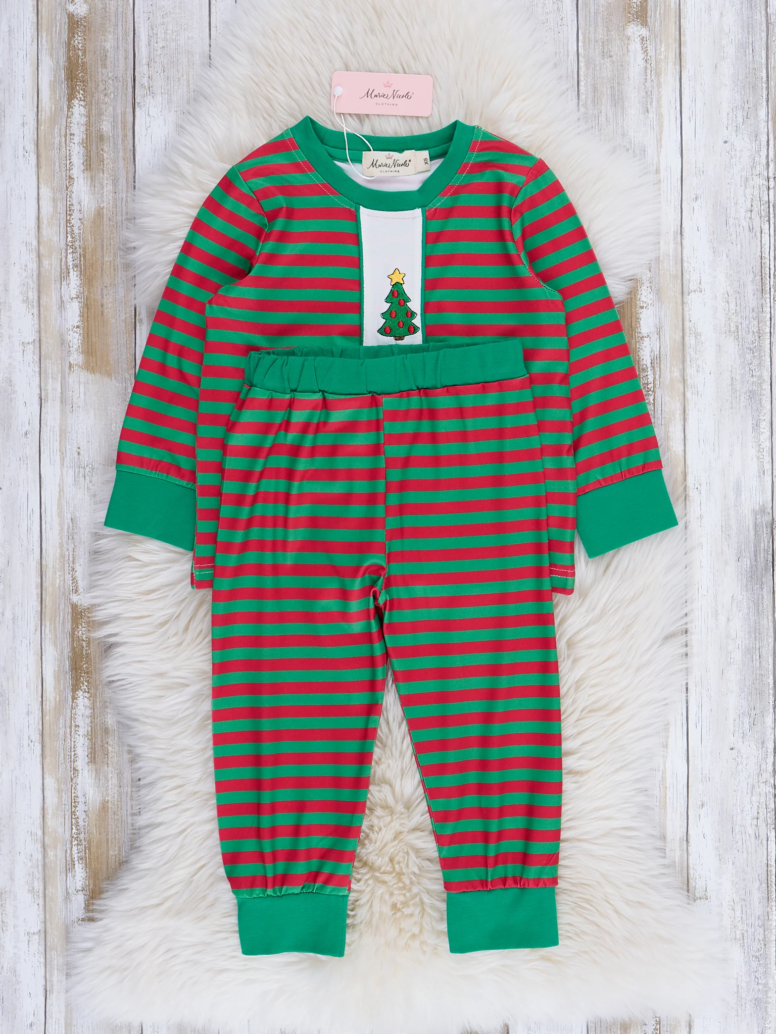 Red & Green Embroidered Christmas Pajamas - Image 2