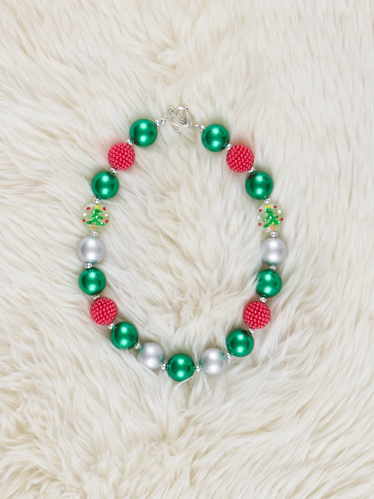 Red & Green Shimmer Bubblegum Necklace