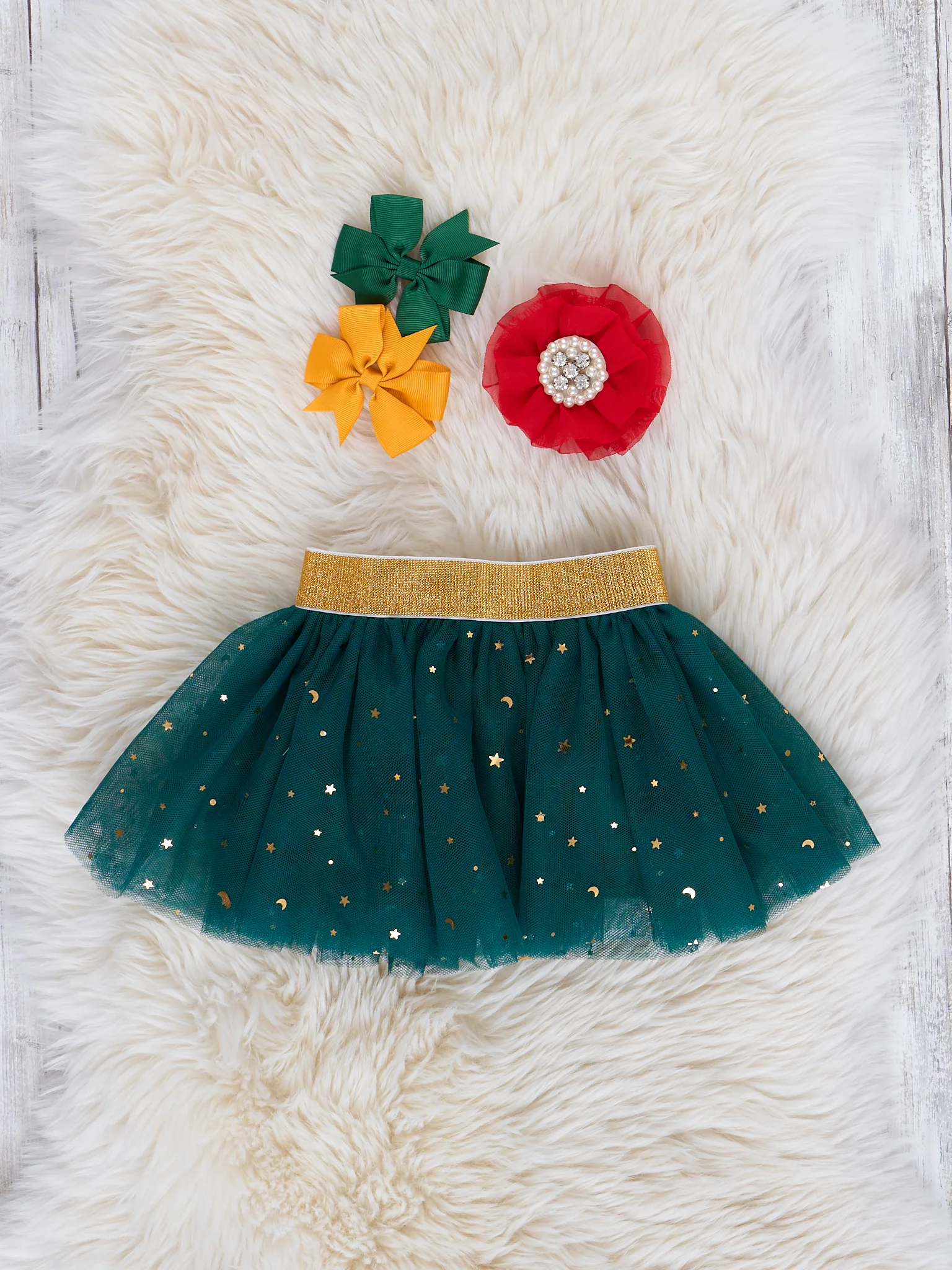 Red & Green Sparkle Tulle Romper w/ Skirt - Image 3