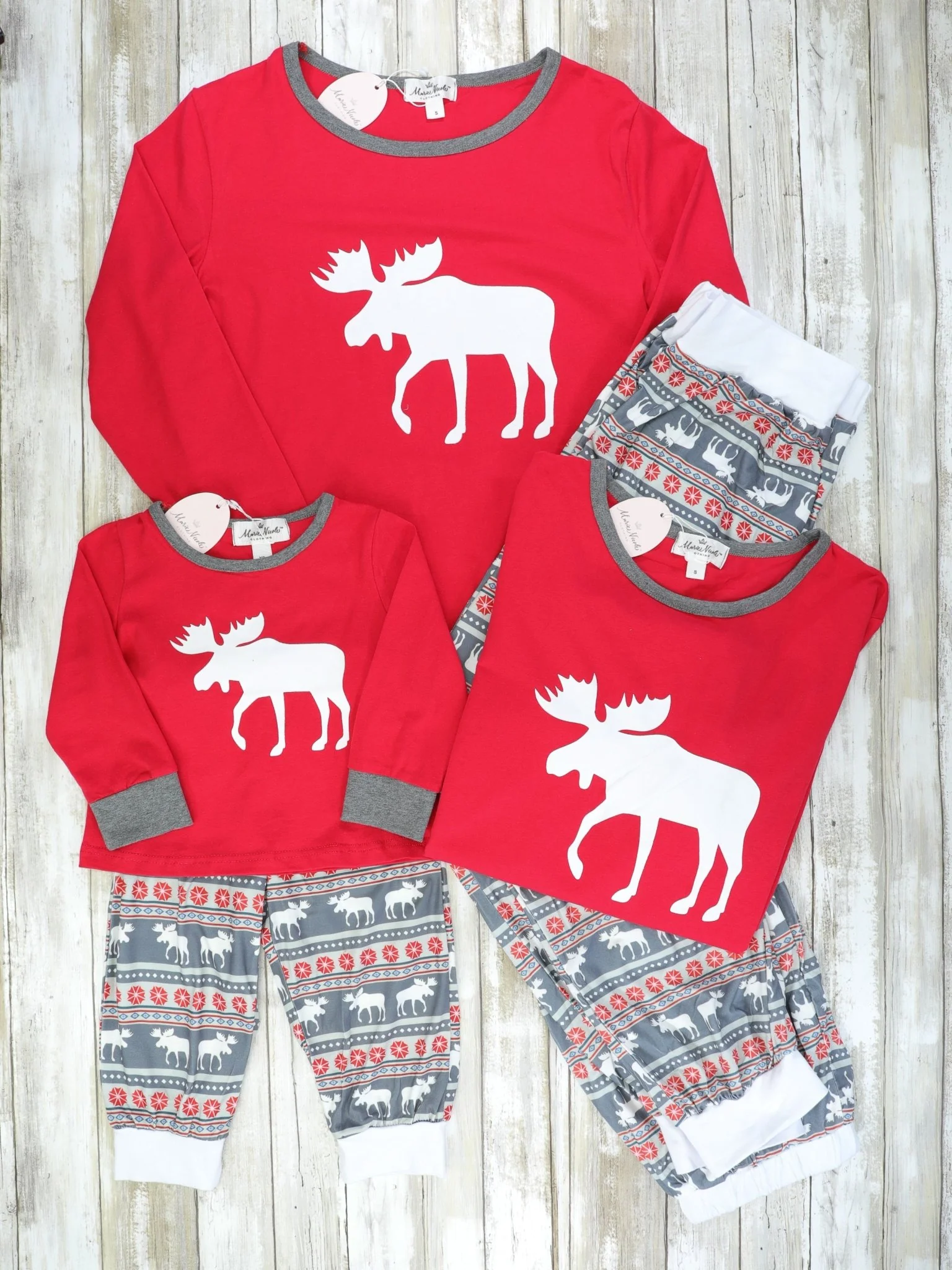 Family Red & Grey Moose Pajamas