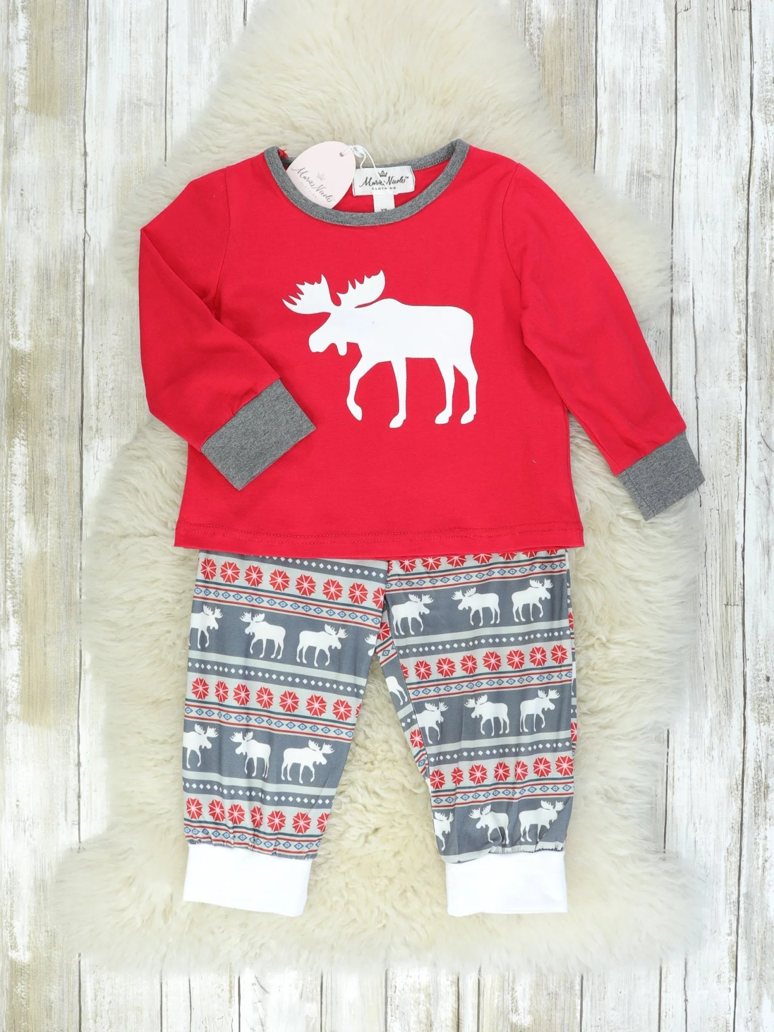 Family Red & Grey Moose Pajamas - Image 2