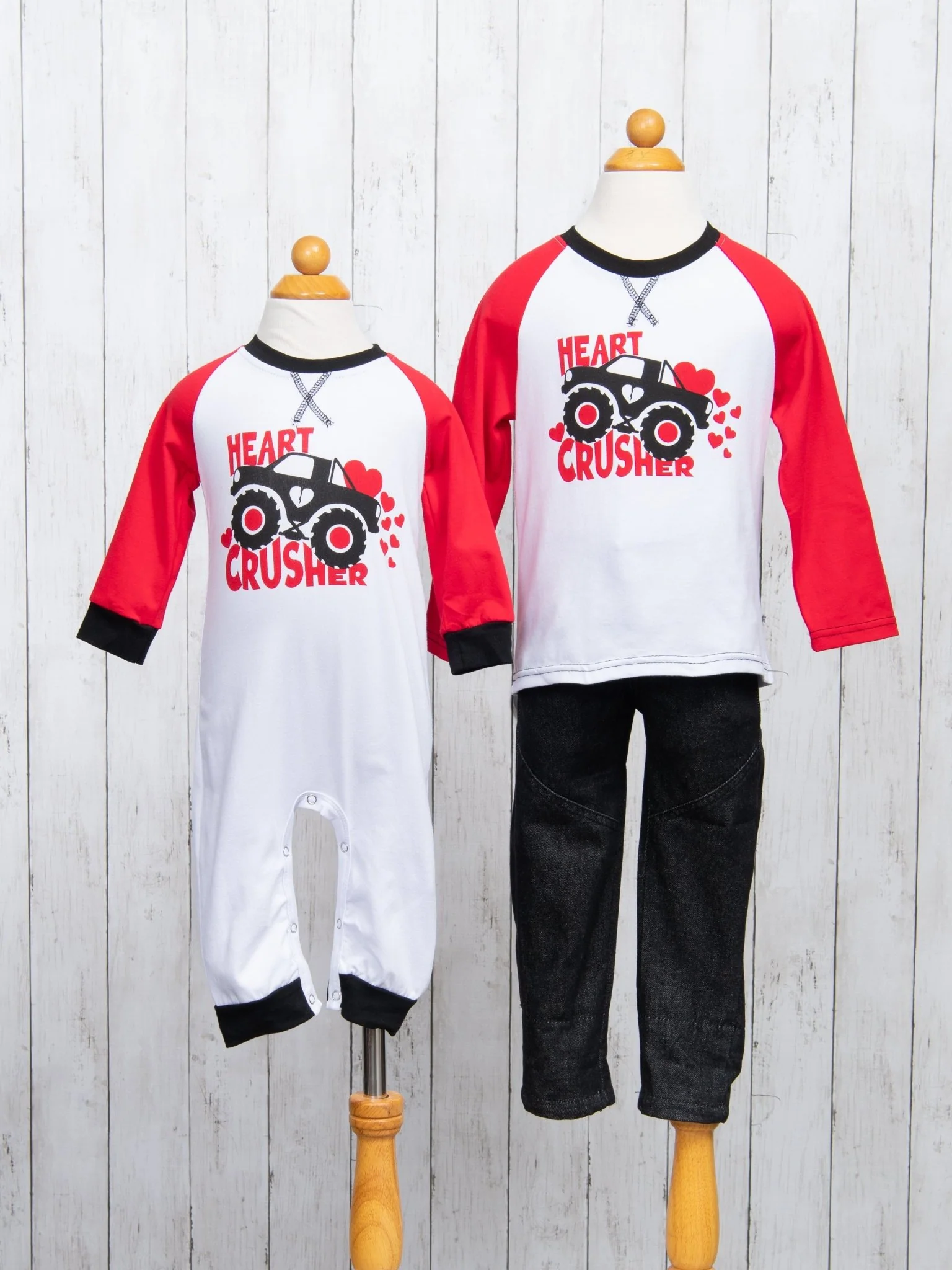 Red "Heart Crusher" Monster Truck Raglan Shirt - Image 3