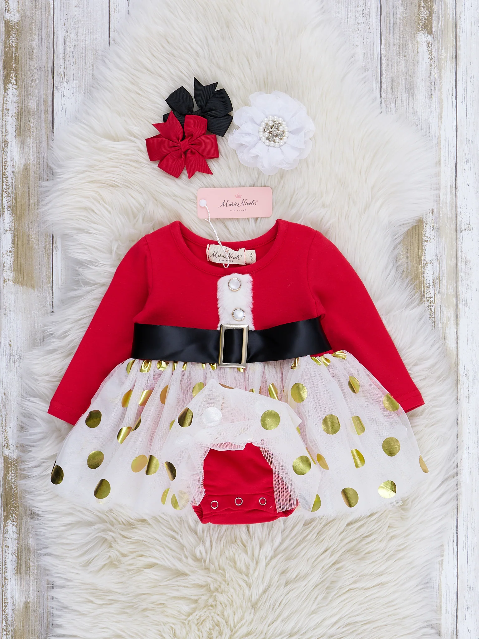 Red Little Miss Klaus Tulle Romper - Image 3