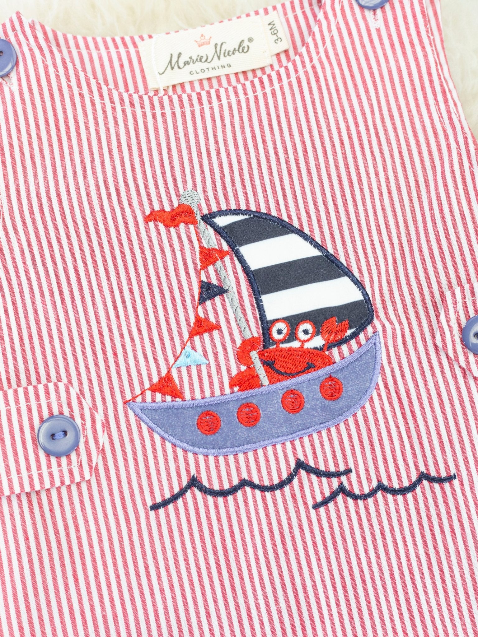 Red Pinstriped Sailboat Johnny - Image 4