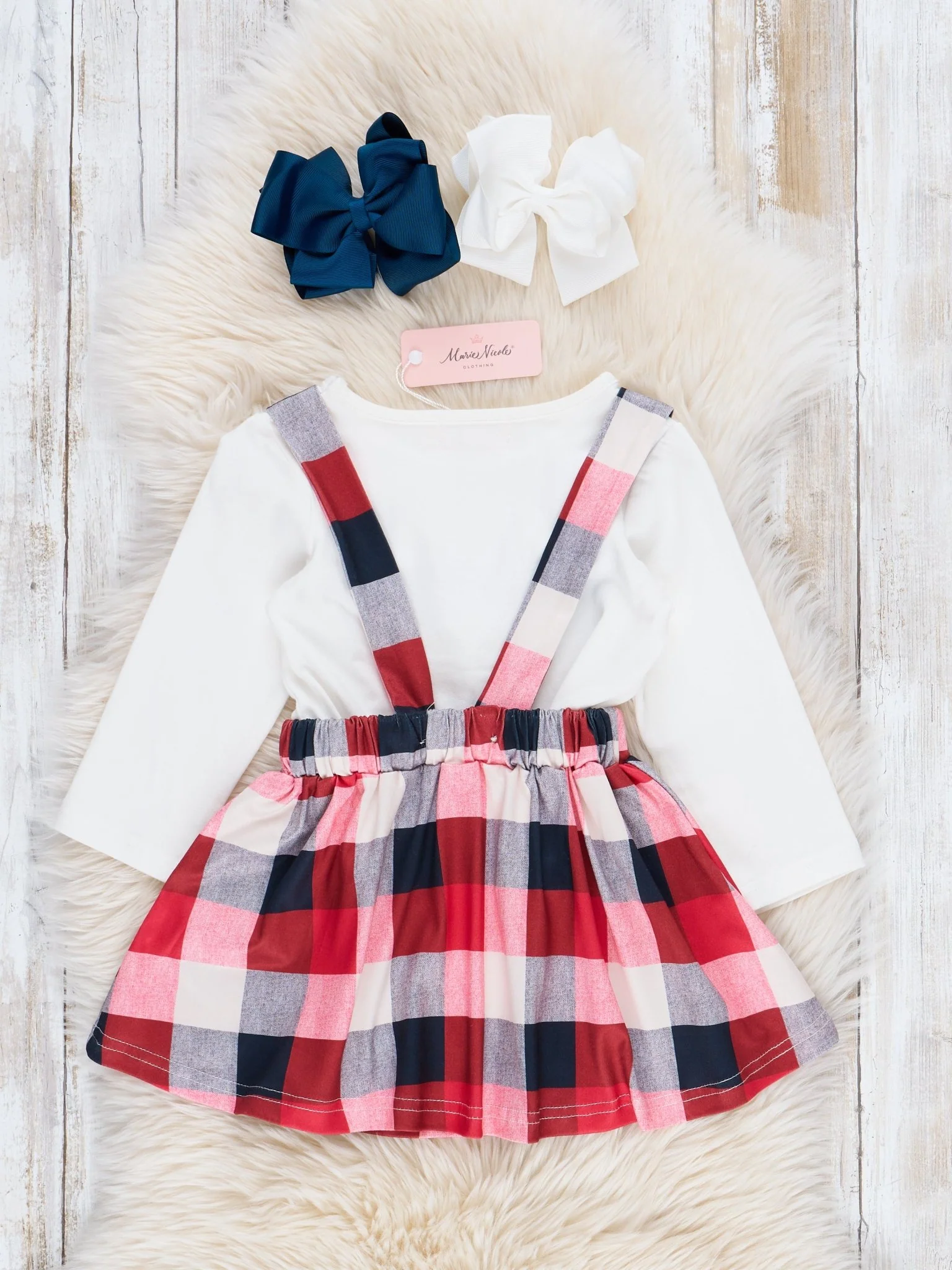 Red Plaid "Be the Change" Skirtall Set - Image 2