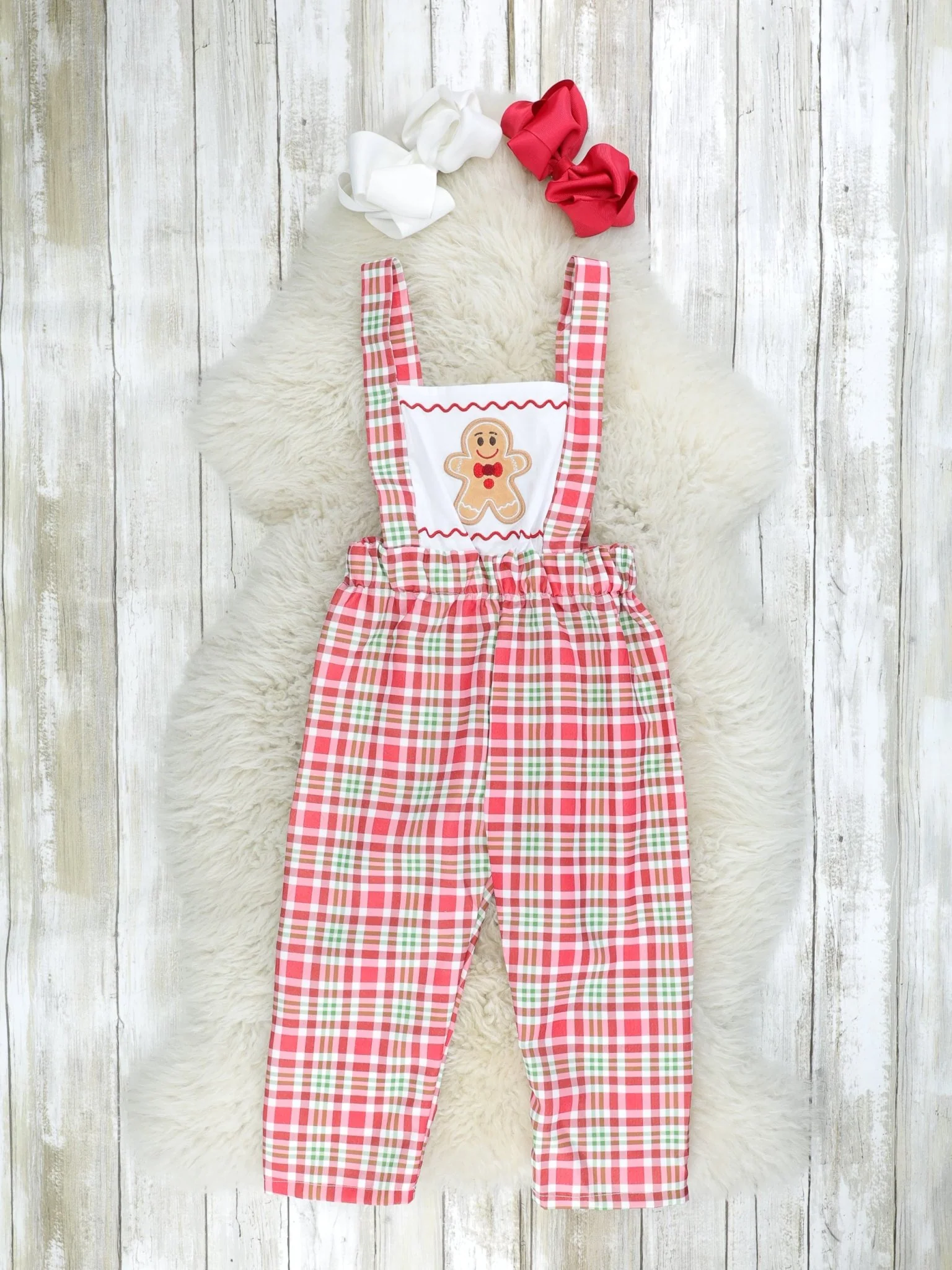 Red Plaid Gingerbread Overall Set - Image 3