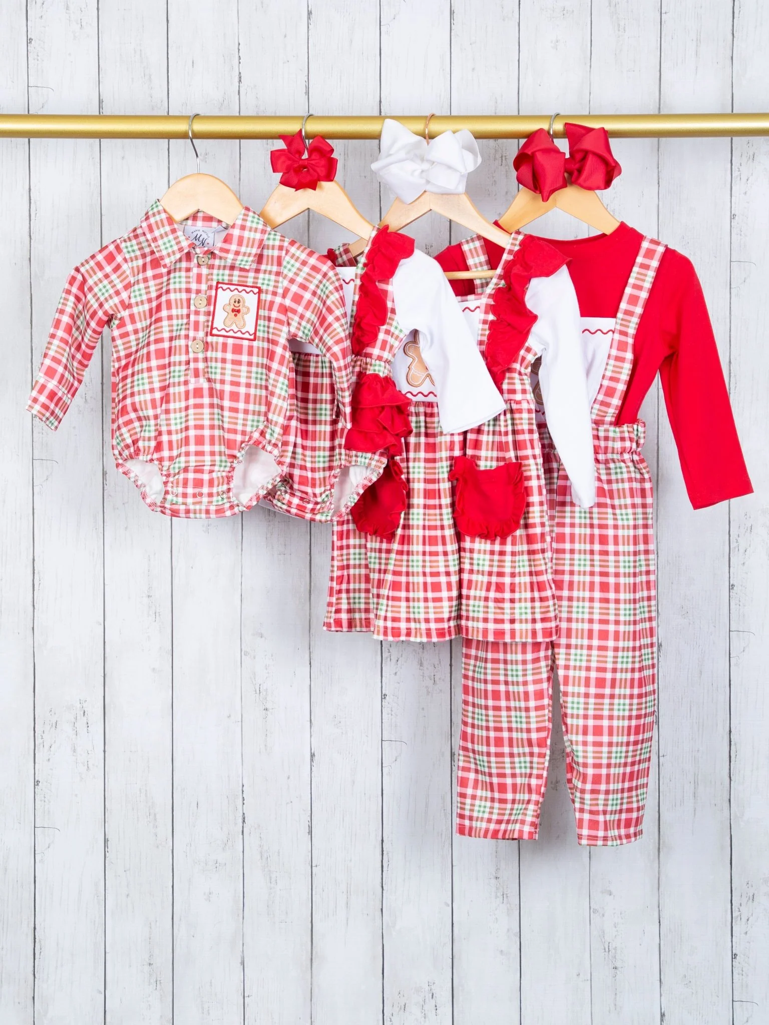 Red Plaid Gingerbread Overall Set - Image 4