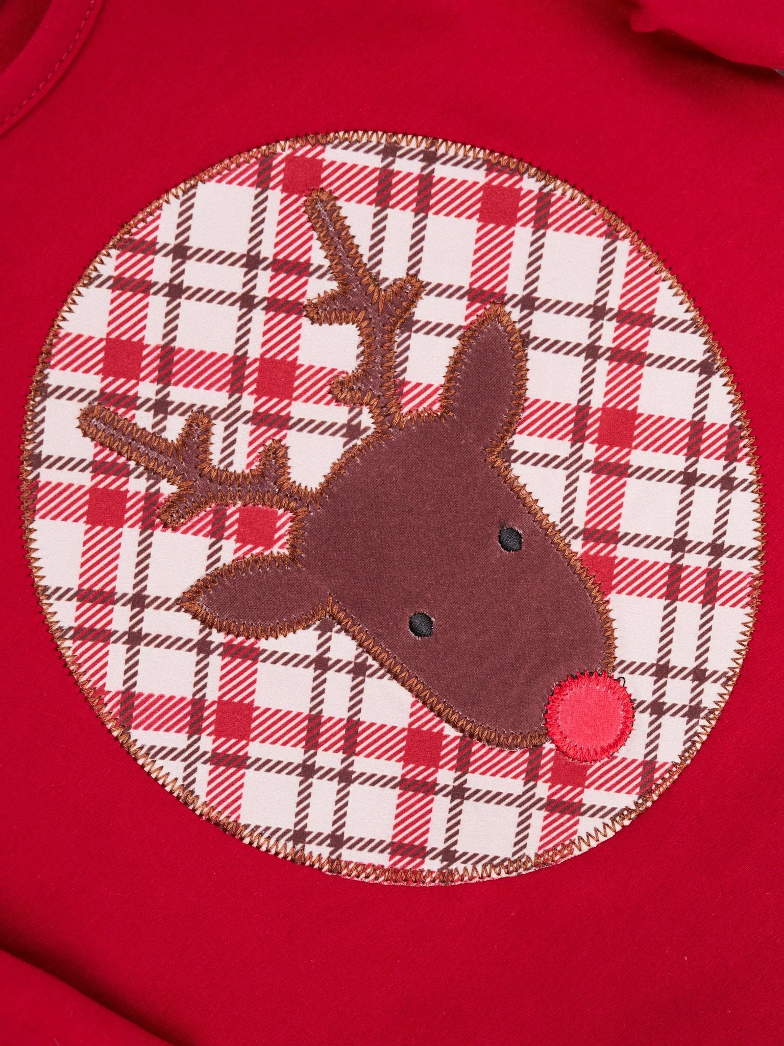 Red Plaid Reindeer Bell Sleeve Outfit - Image 3