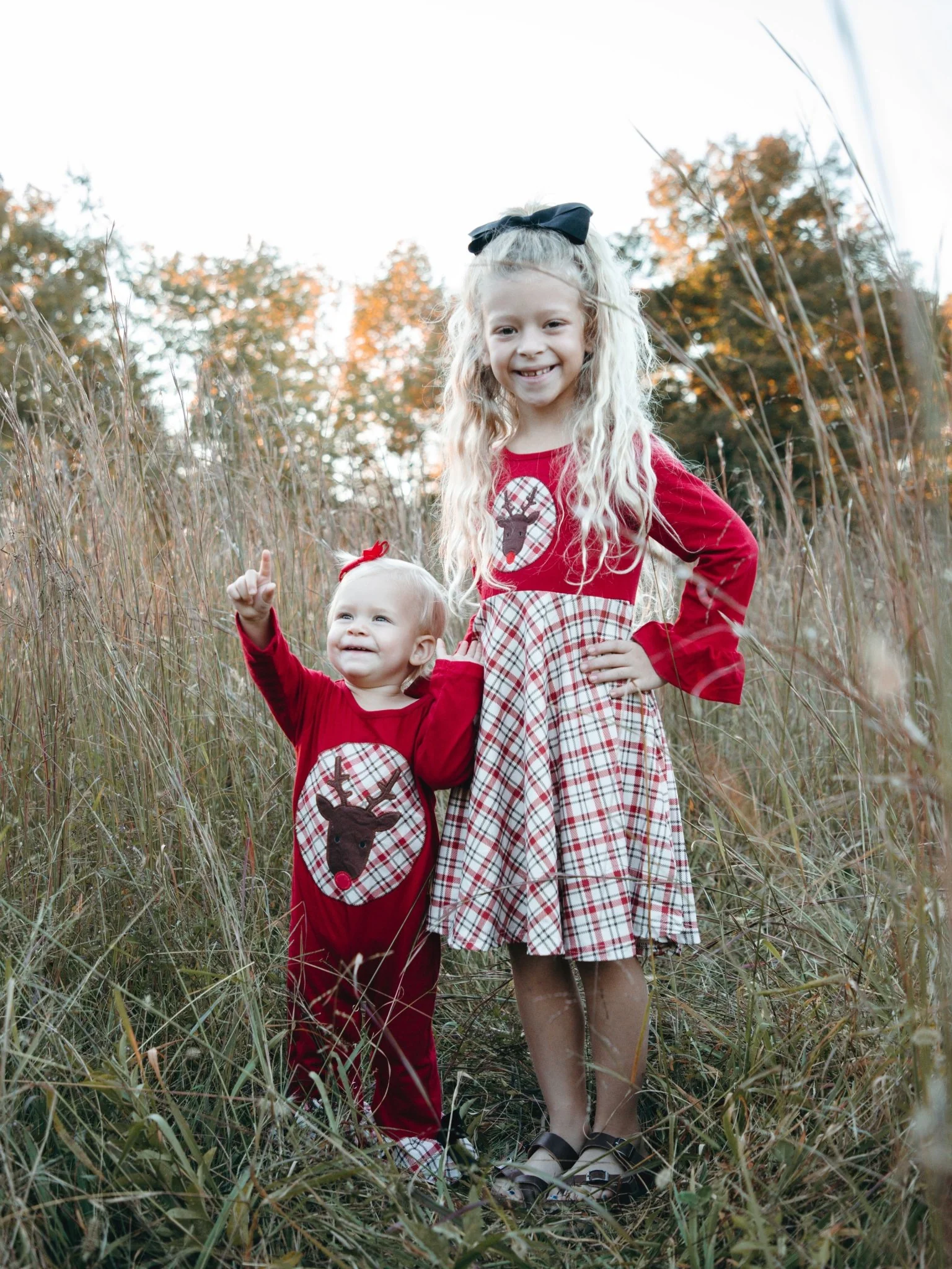 Red Plaid Reindeer Ruffle Dress - Image 2