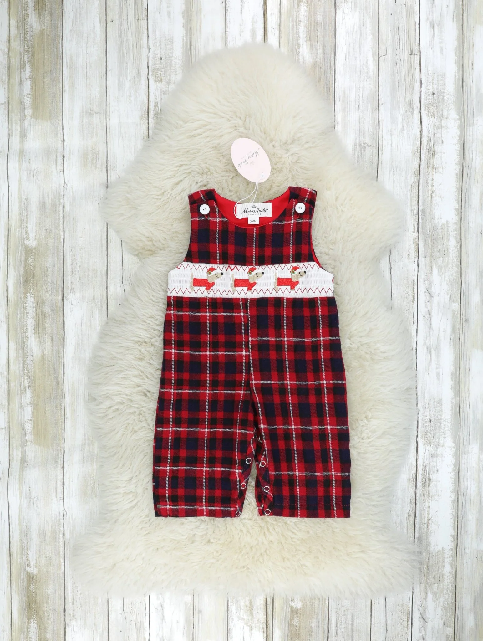 Red Plaid Smocked Dachshund Johnny