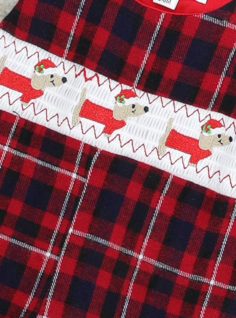 Red Plaid Smocked Dachshund Johnny - Image 2