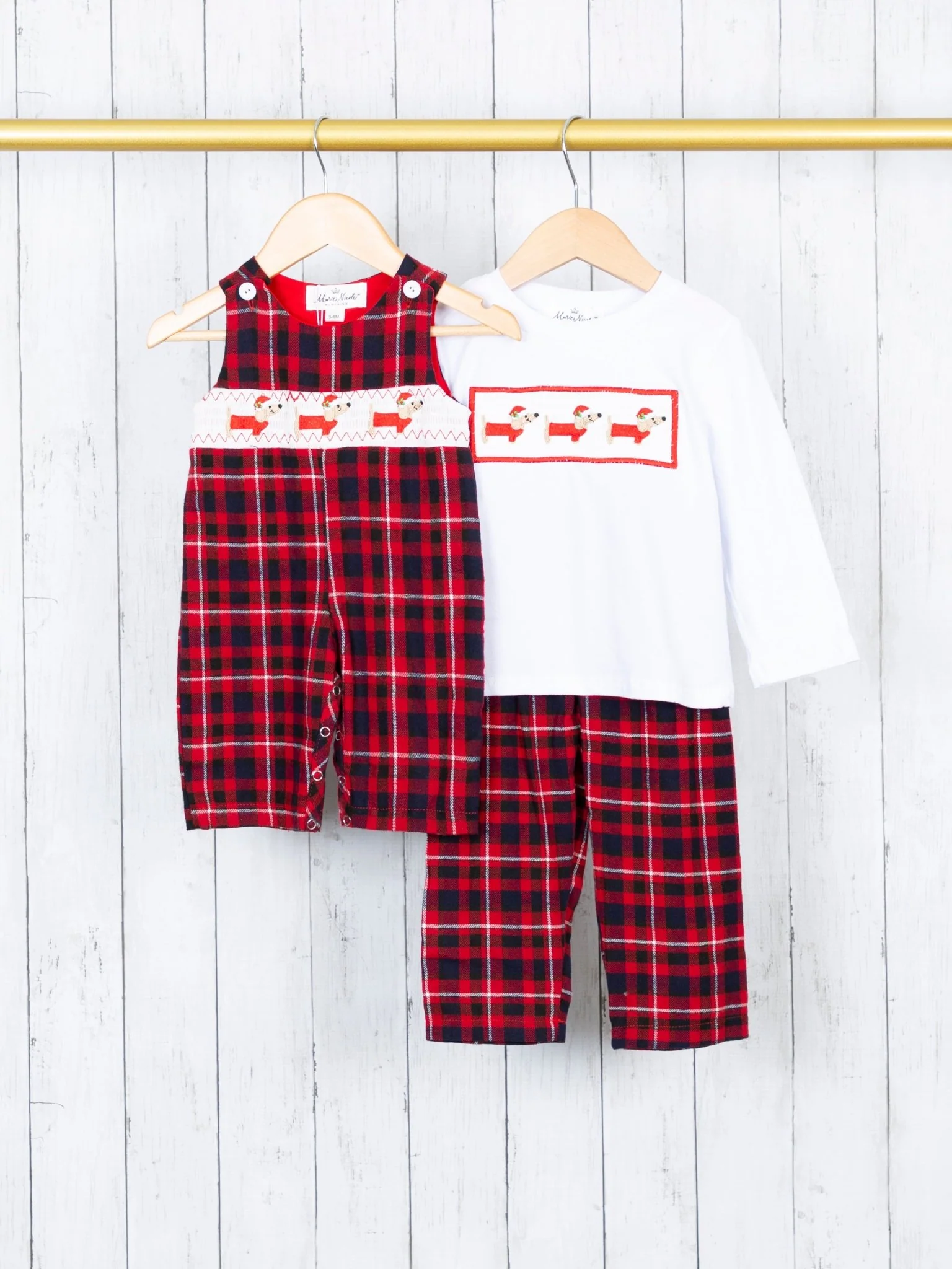 Red Plaid Smocked Dachshund Johnny - Image 3