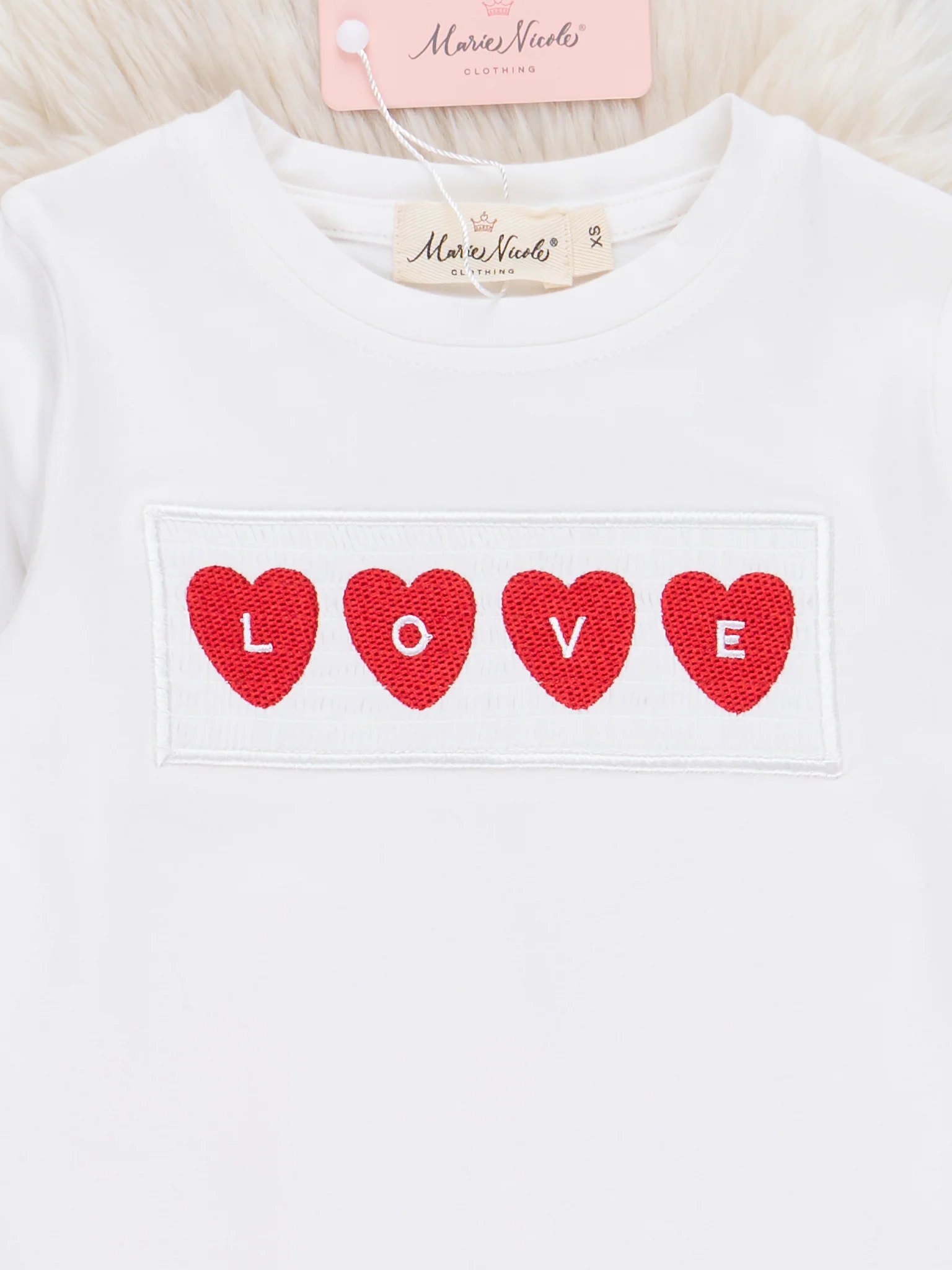 Red Plaid Smocked Hearts Outfit - Image 3
