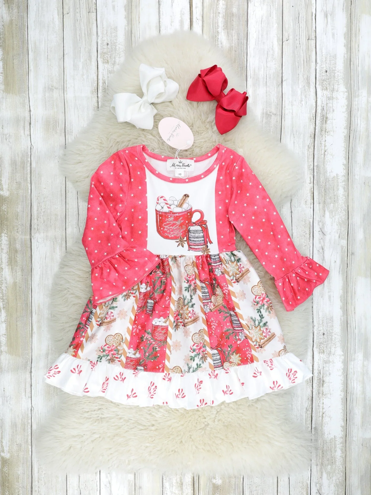 Red Polka Dot Hot Cocoa Ruffle Dress