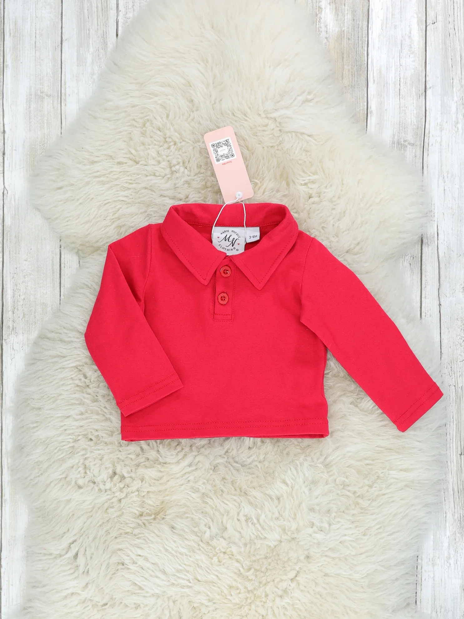 Red Polo & Christmas Tree Overall Outfit - Image 3