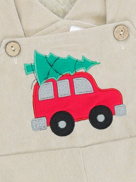 Red Polo & Christmas Tree Overall Outfit - Image 5