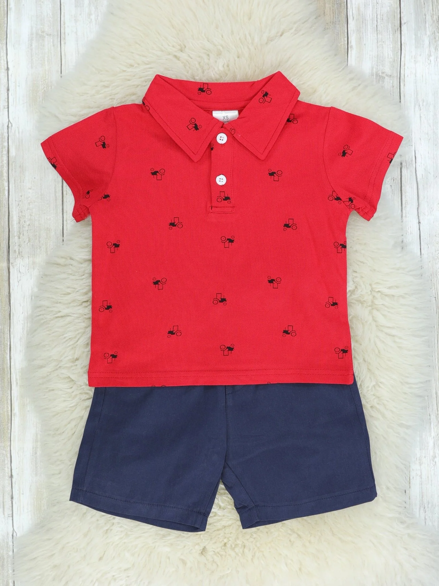 Red Polo & Navy Shorts Outfit