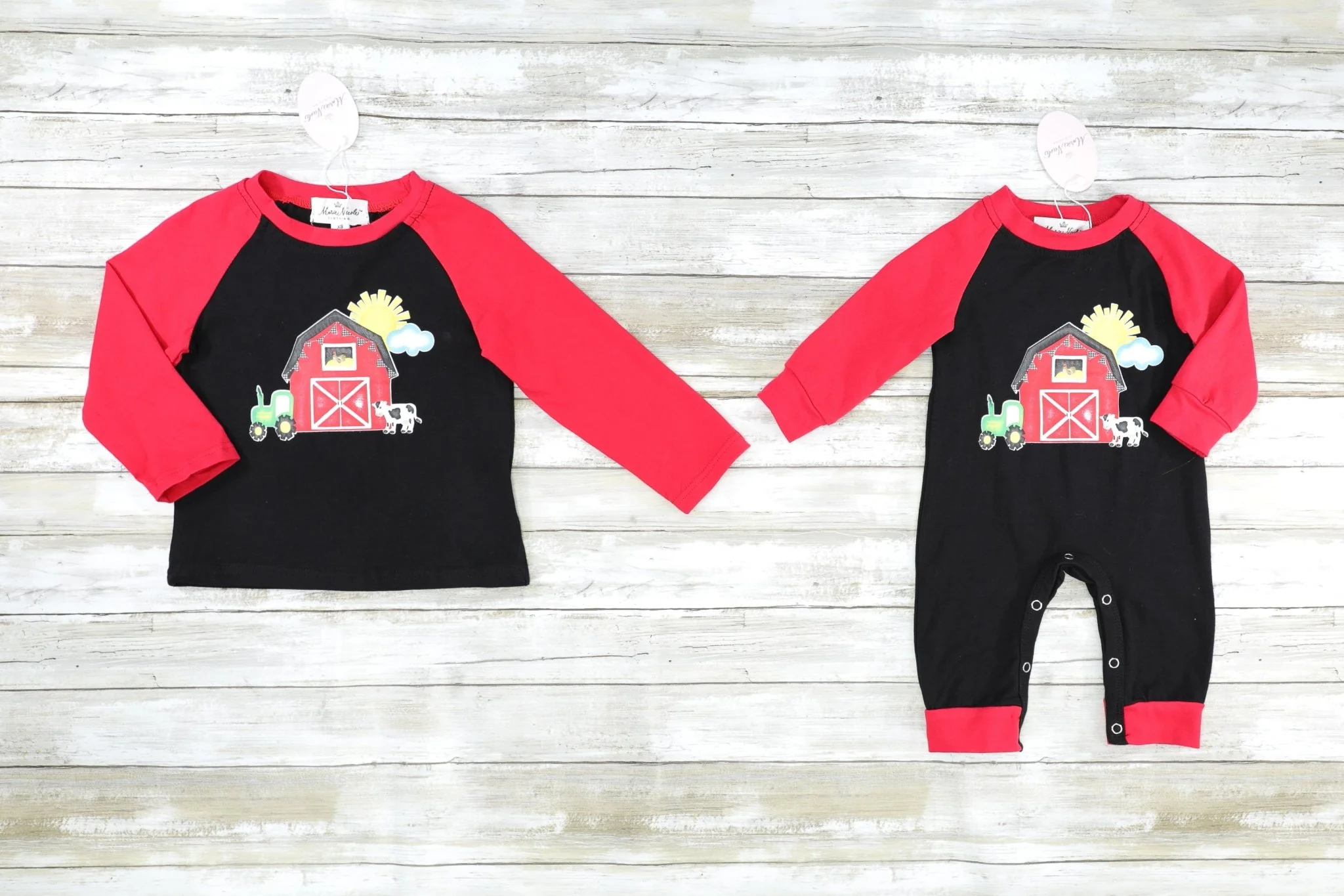 Red Raglan Barn Romper - Image 2