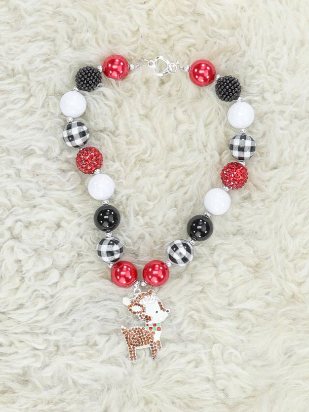 Red Reindeer Bubblegum Necklace