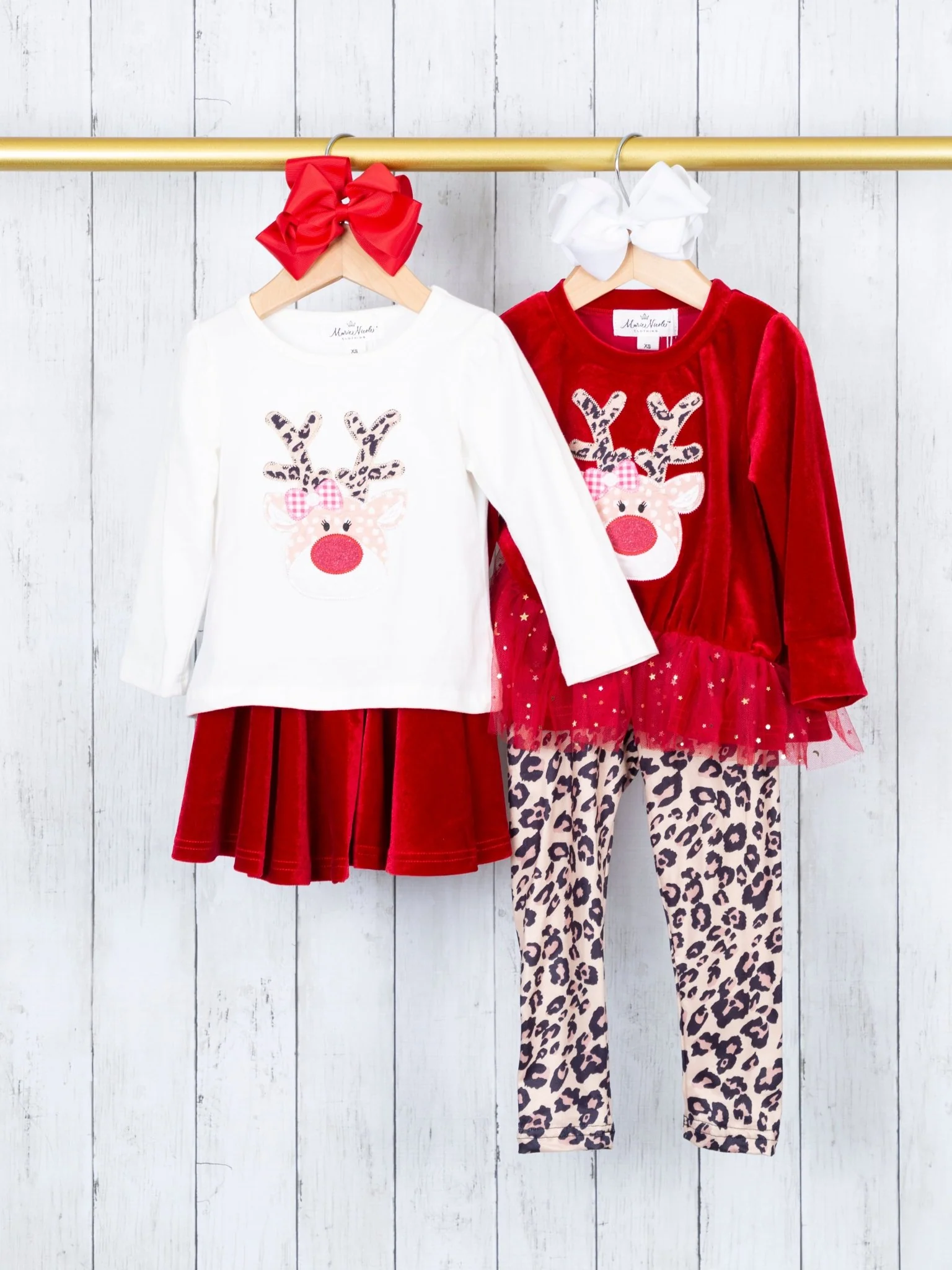 Red Reindeer Velvet Leopard Outfit - Image 3