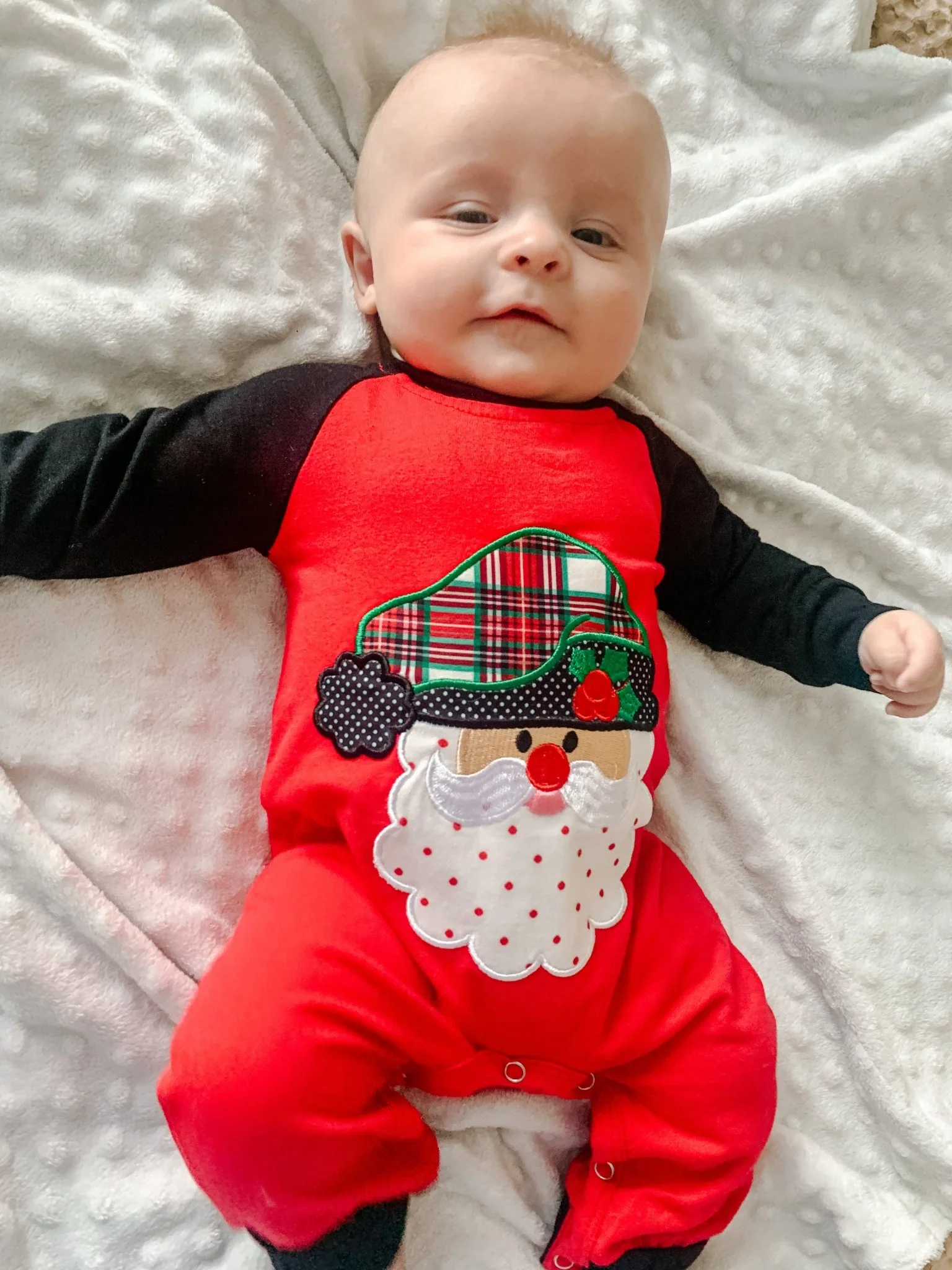 Red Santa Raglan Romper - Image 3