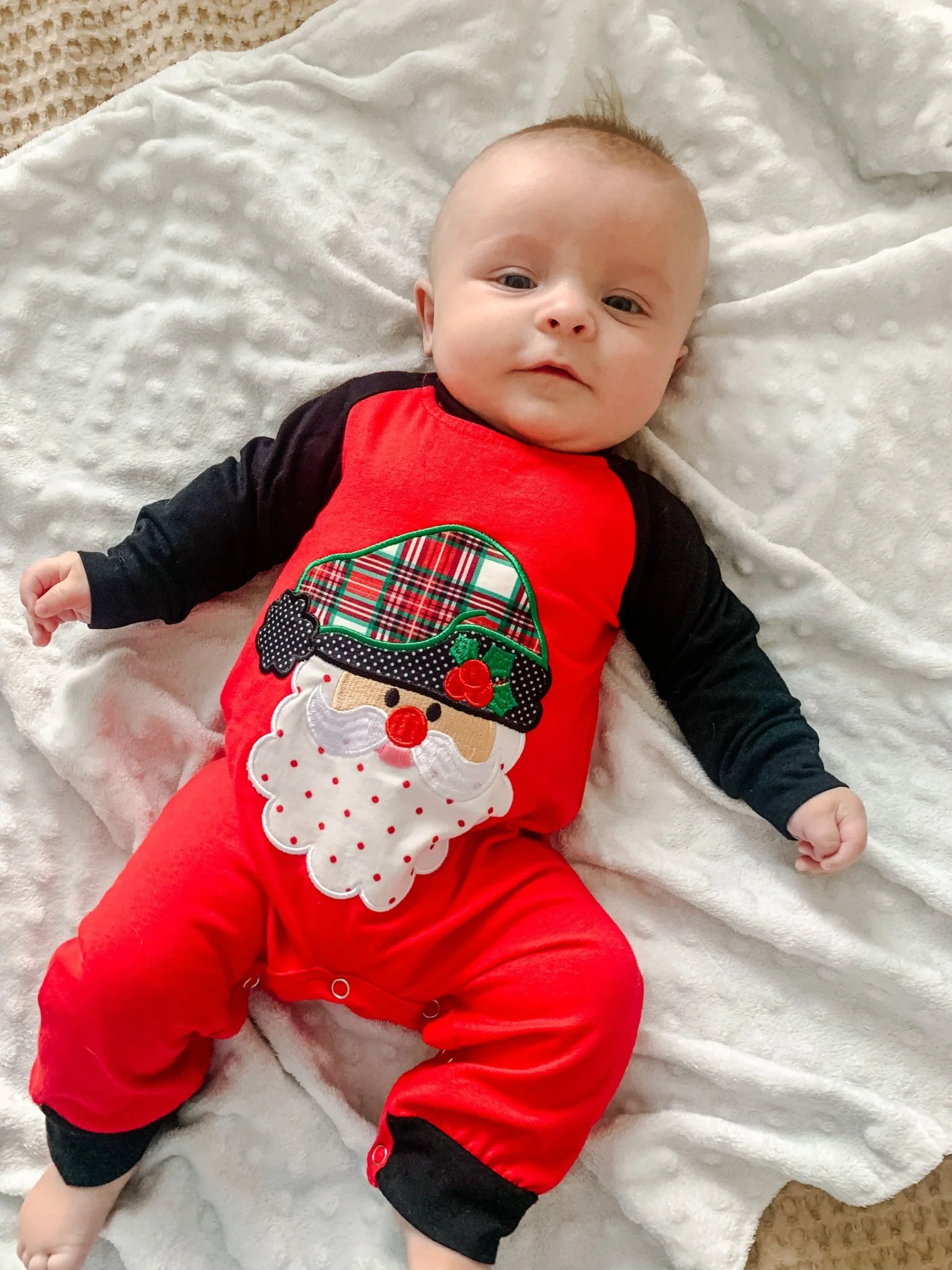Red Santa Raglan Romper - Image 4