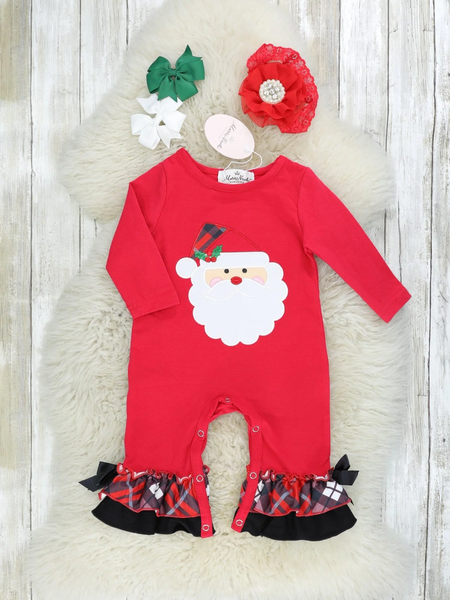 Red Santa Ruffle Romper