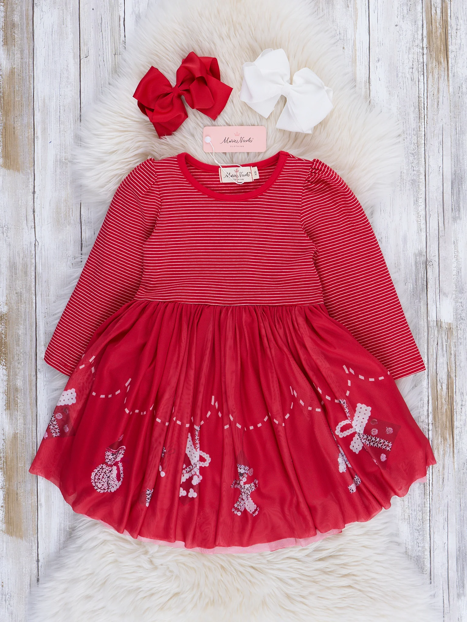 Red & Silver Sparkle Jolly Pleated Dress