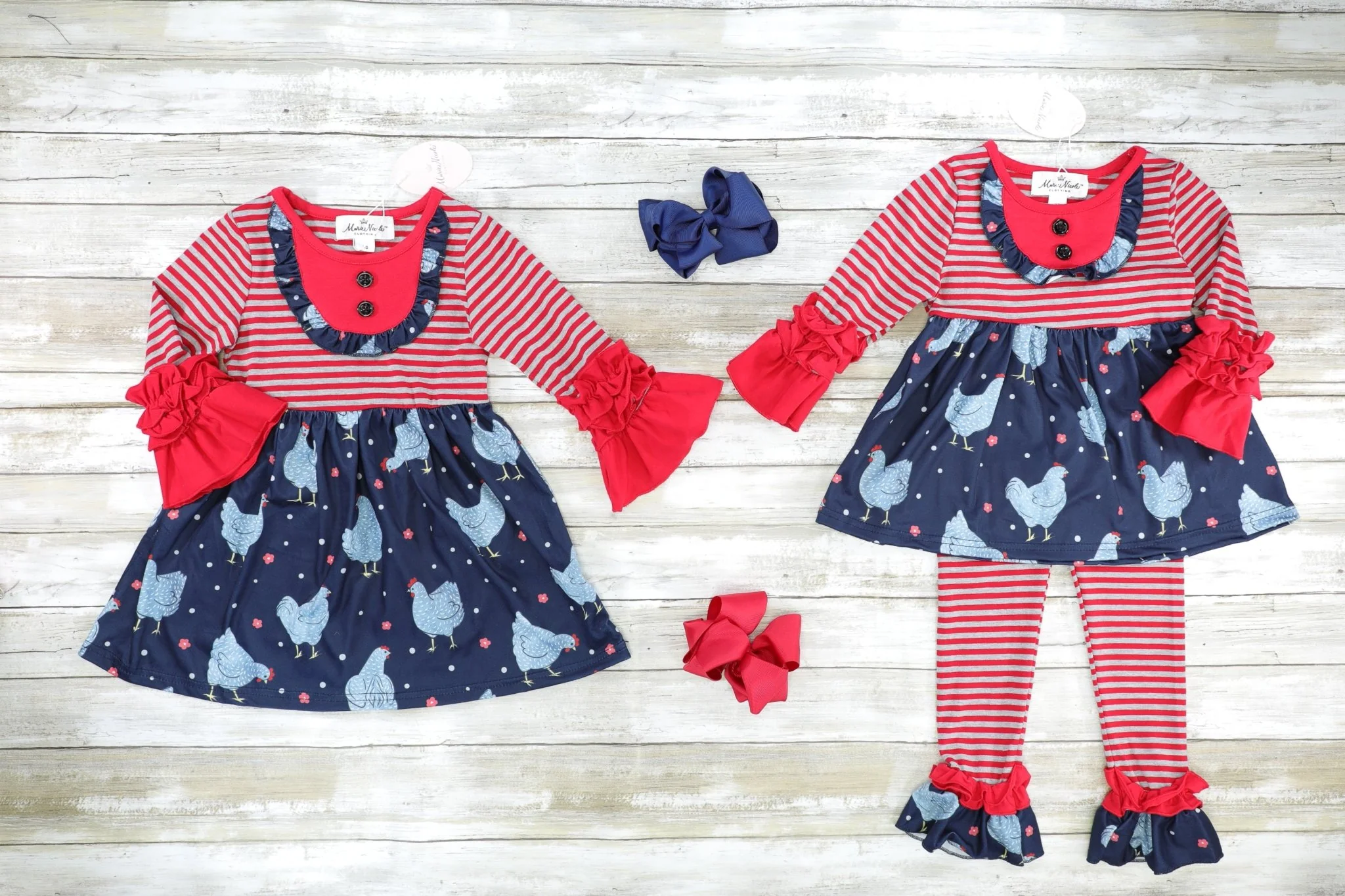 Red Striped Chicken Ruffle Dress - Image 2