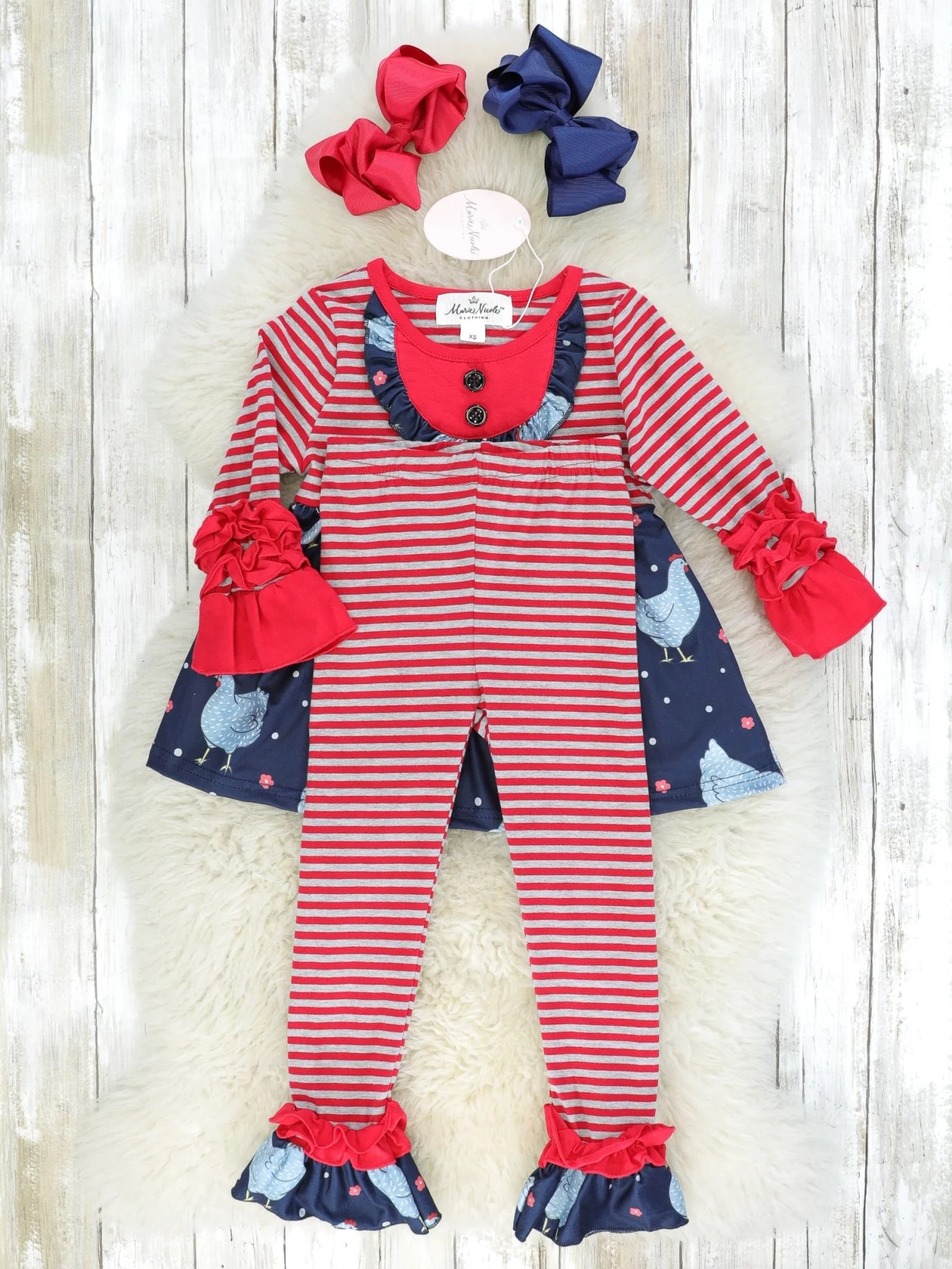 Red Striped Chicken Ruffle Outfit - Image 2