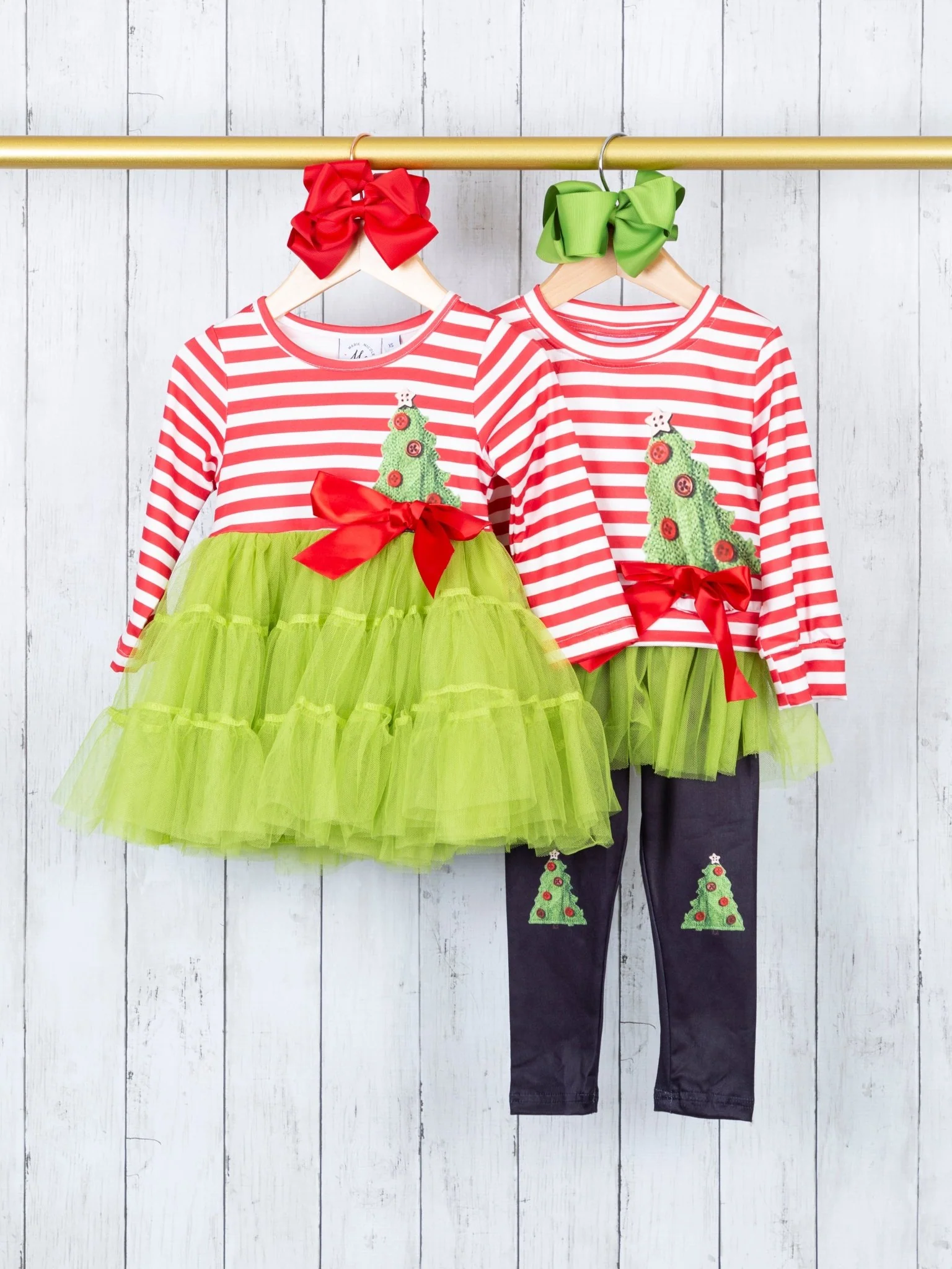 Red Striped Christmas Tree Tulle Outfit - Image 3