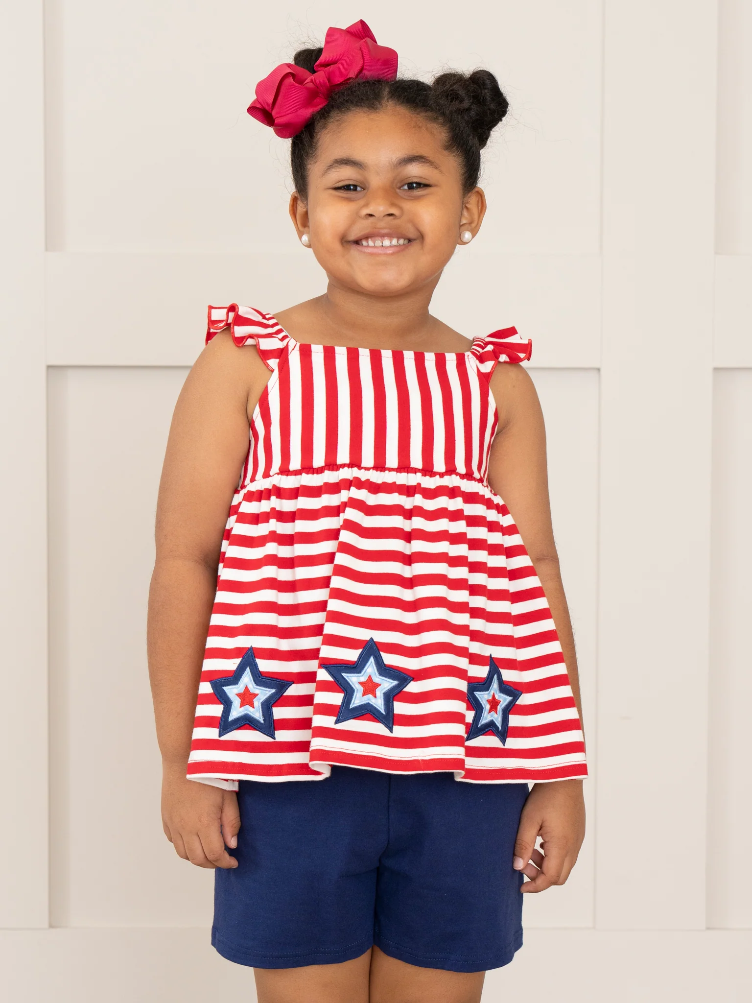 Red Striped Fireworks Ruffle Outfit