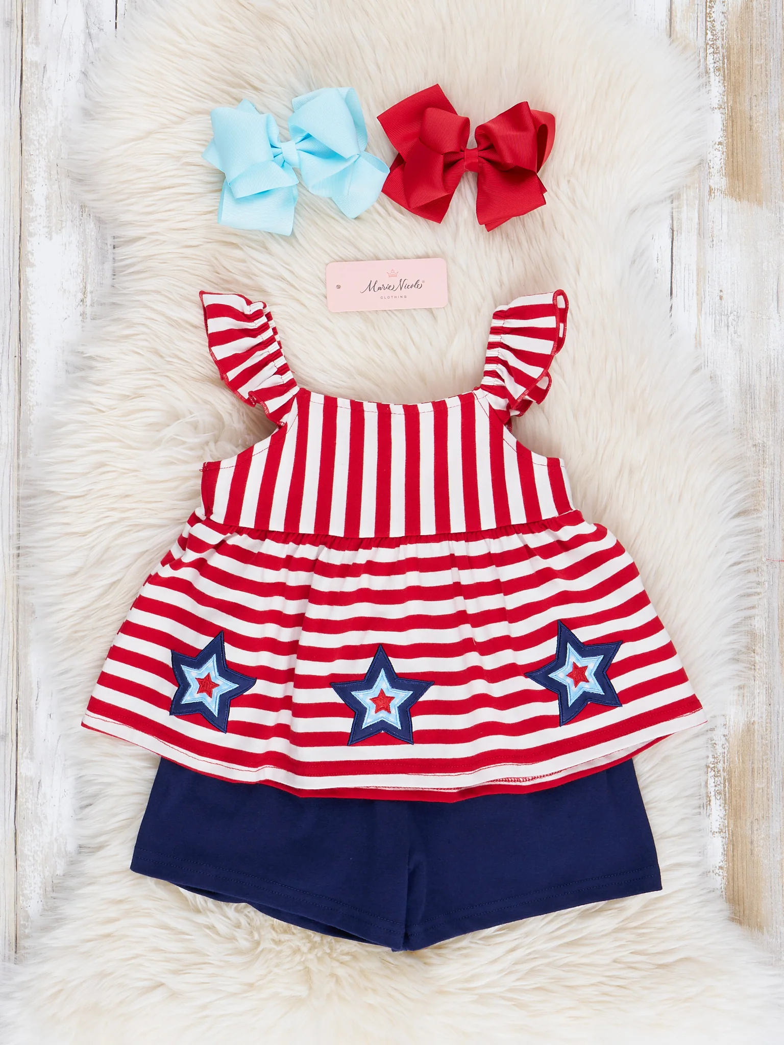 Red Striped Fireworks Ruffle Outfit - Image 2