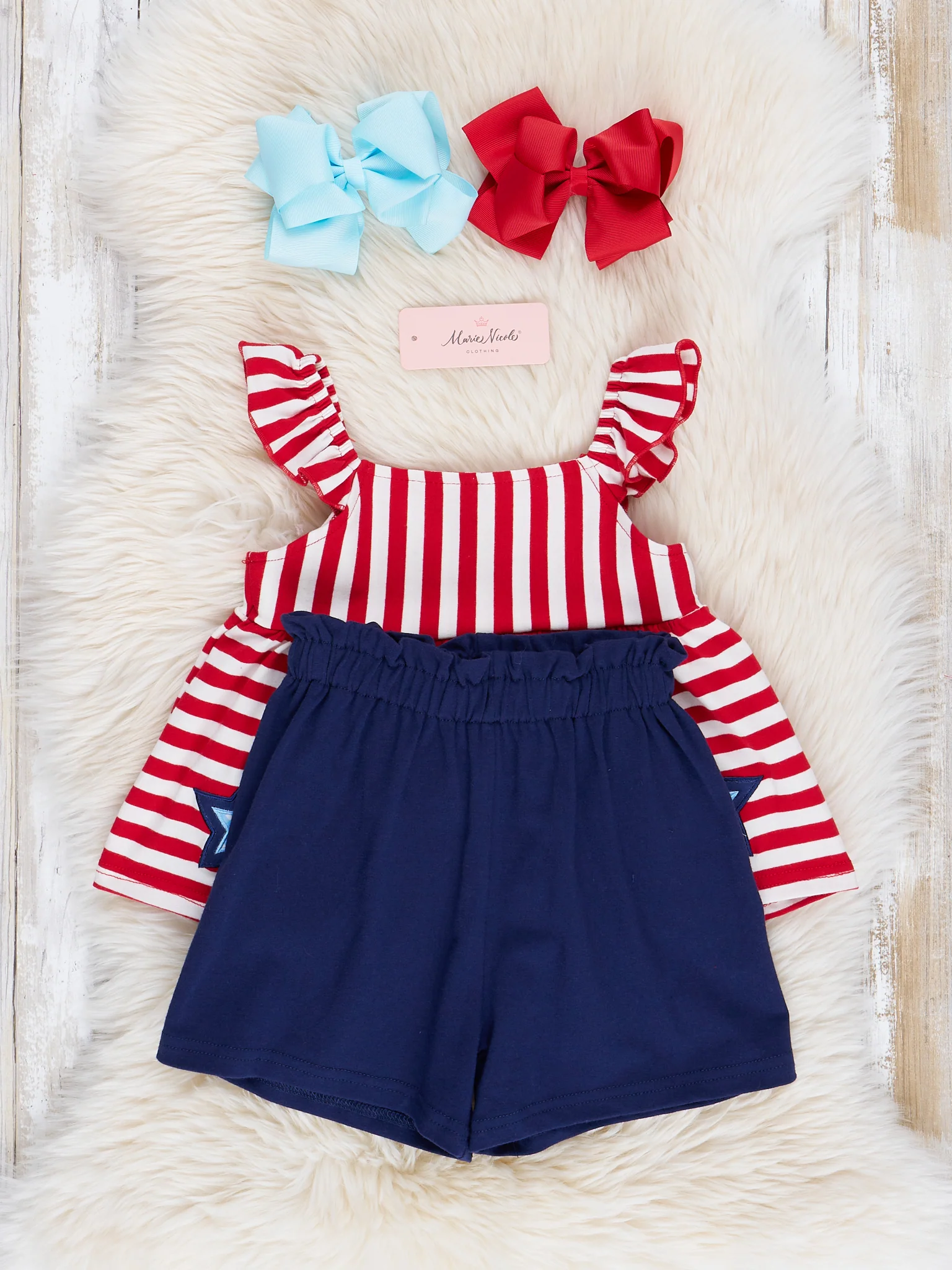 Red Striped Fireworks Ruffle Outfit - Image 3