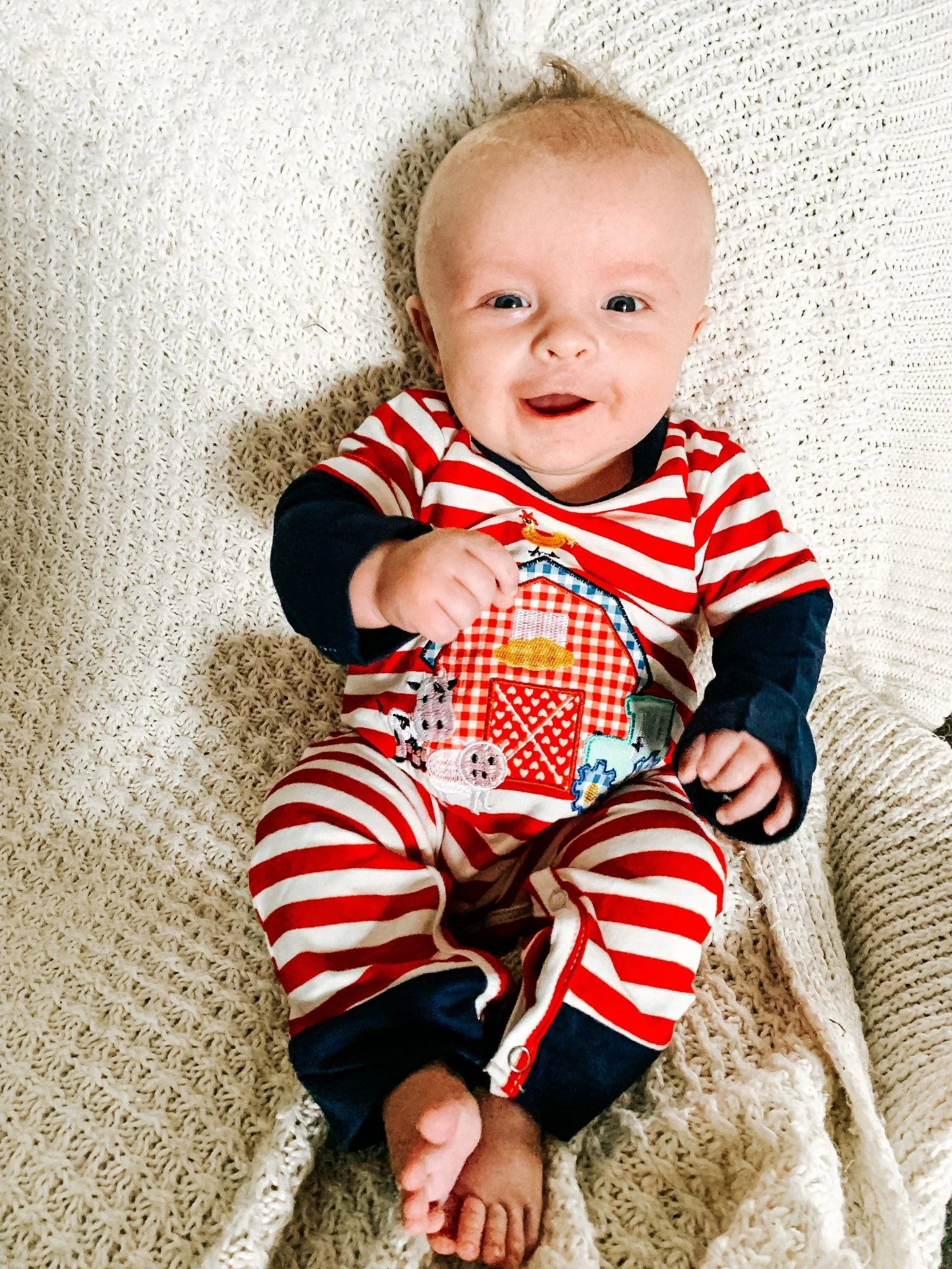 Red Striped Layered Barn Romper - Image 3