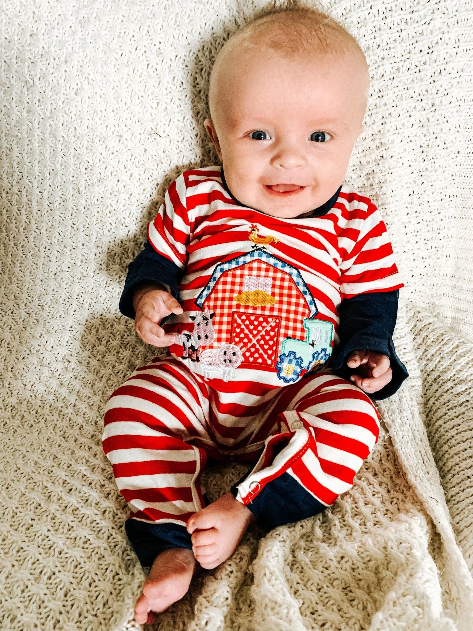 Red Striped Layered Barn Romper - Image 4