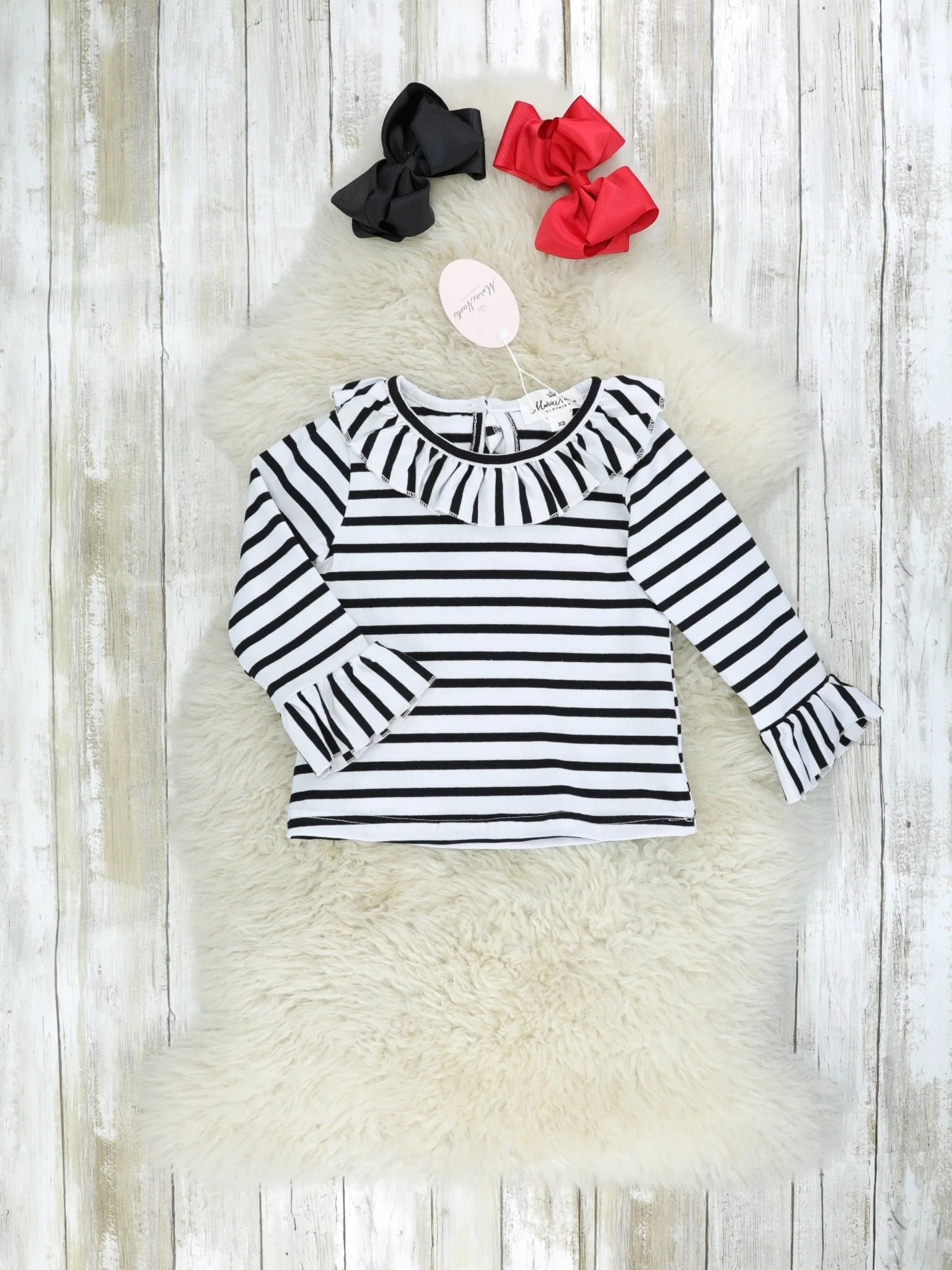 Red Striped Reindeer Ruffle Dress - Image 2