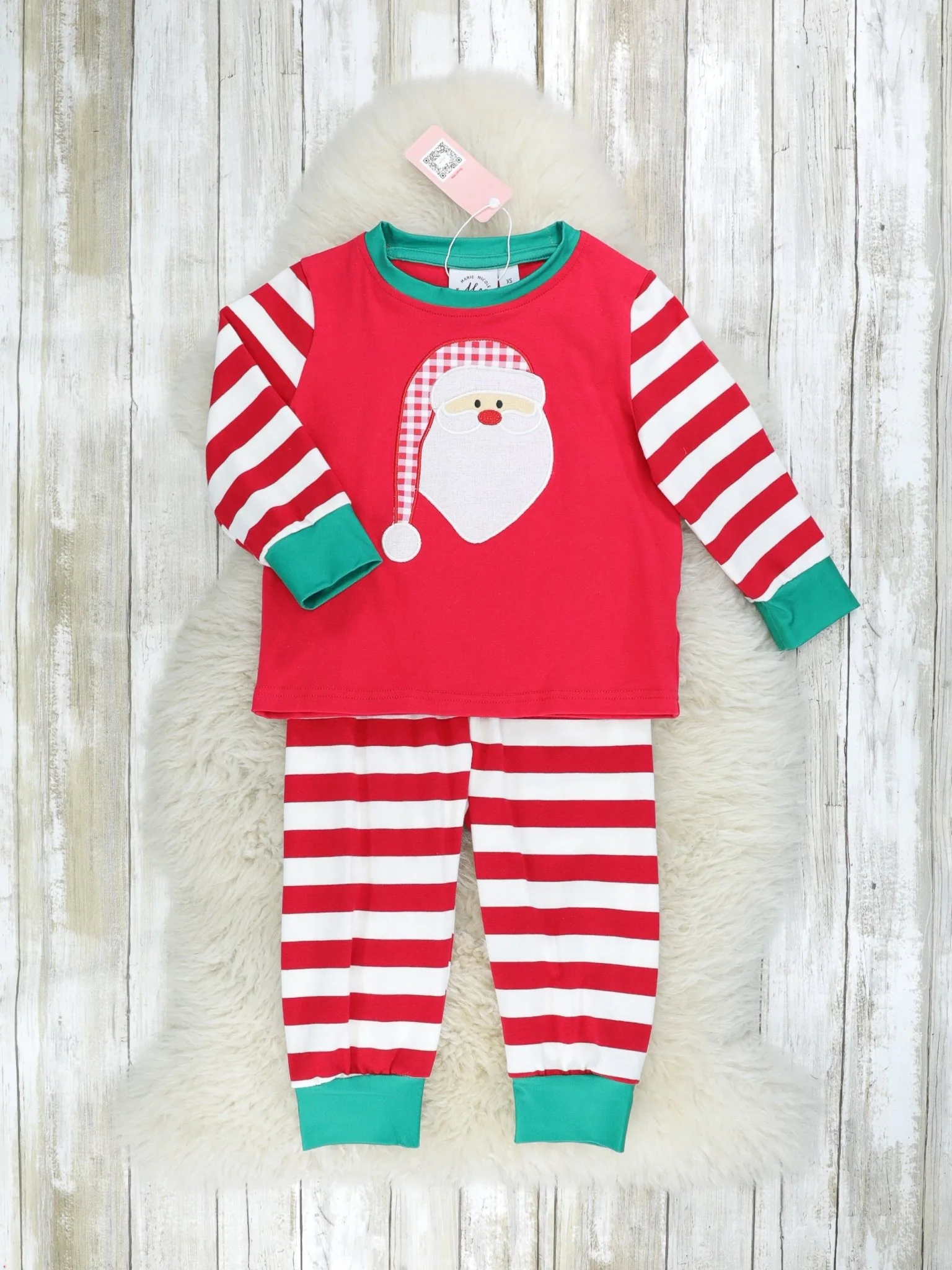 Red Striped Santa Raglan Pajamas