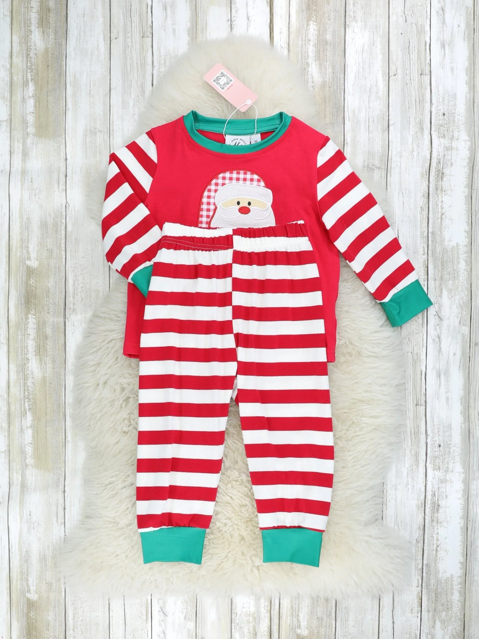 Red Striped Santa Raglan Pajamas - Image 2