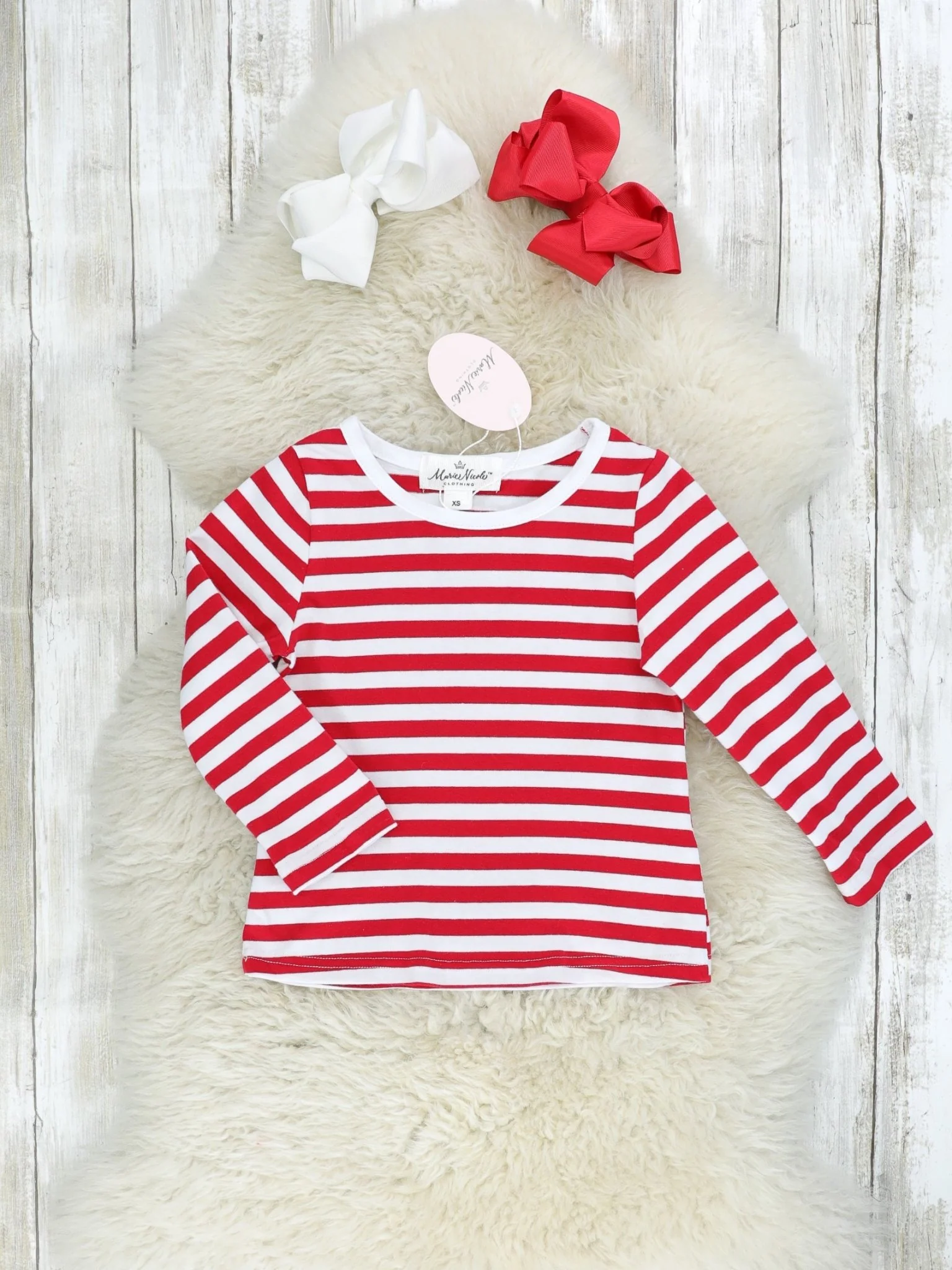 Red Striped Shirt & Denim Santa Overall Dress Set - Image 2