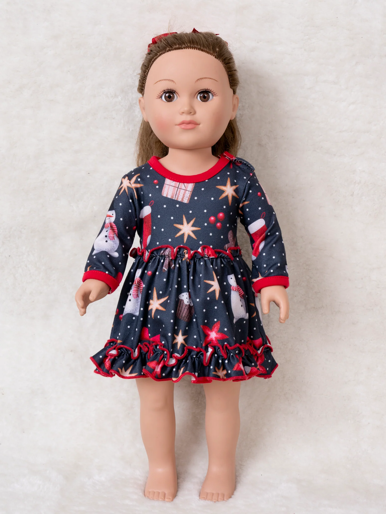 Red Trim Christmas Dreams  Baby Doll Dress