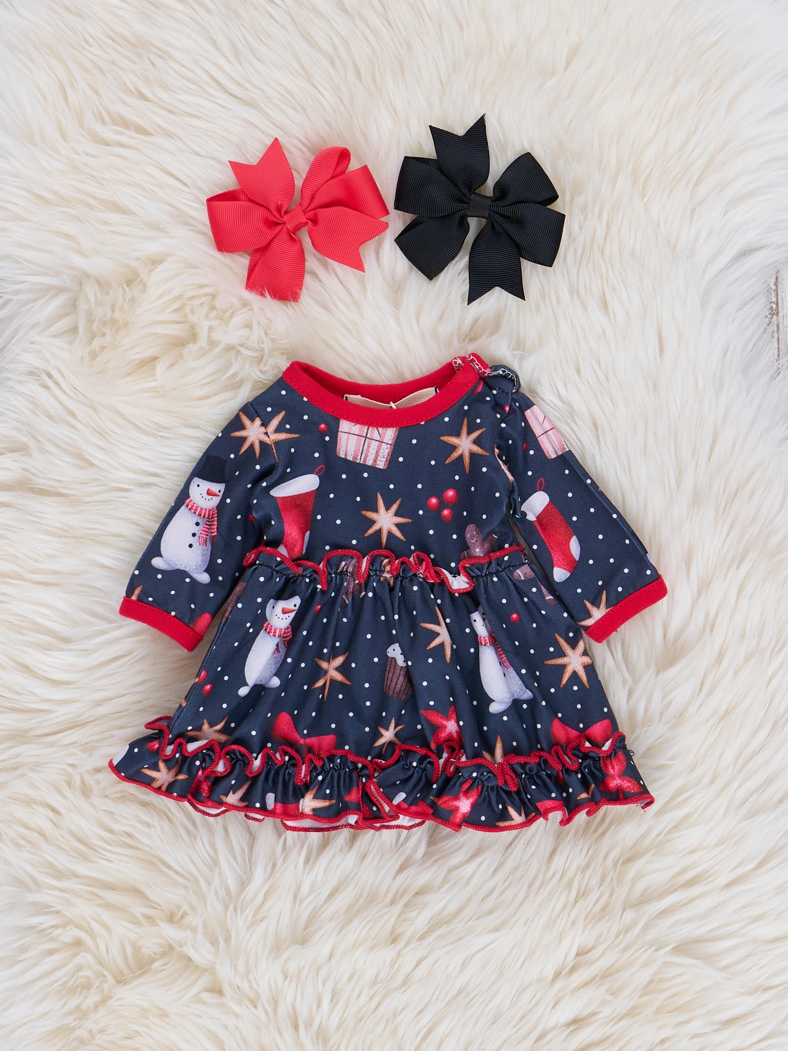 Red Trim Christmas Dreams  Baby Doll Dress - Image 2