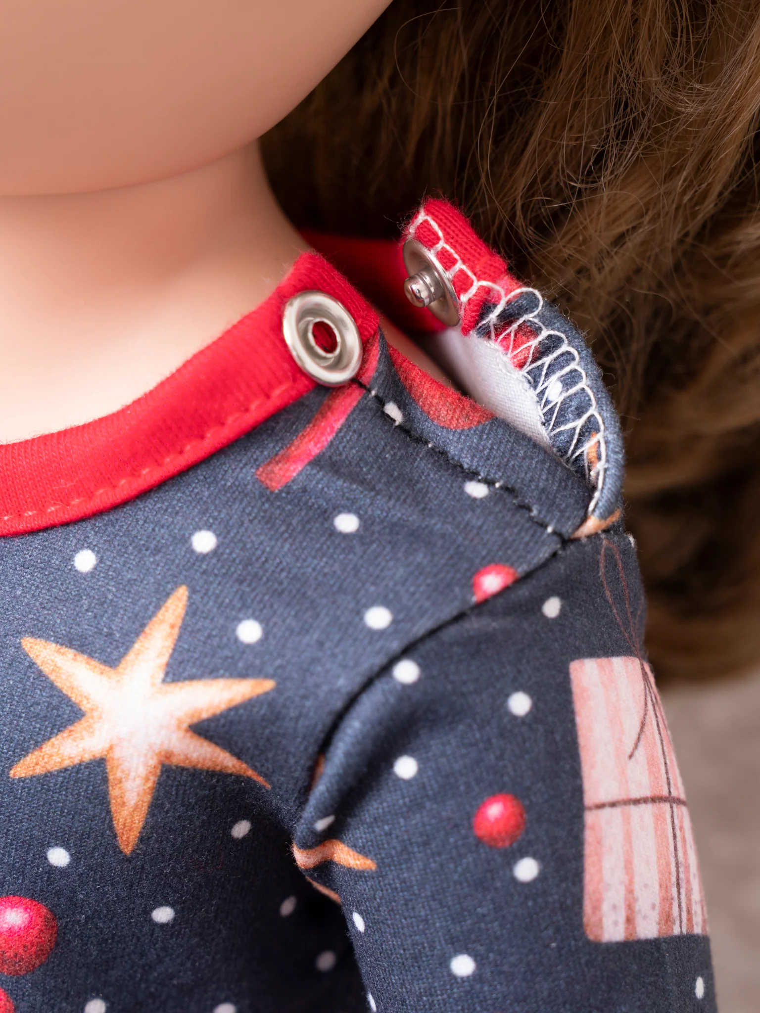 Red Trim Christmas Dreams  Baby Doll Dress - Image 3